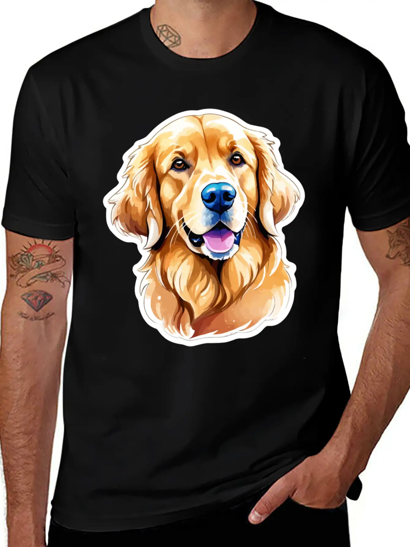 Golden Retriever Watercolor Essential Cotton Tee For Daily Outfits – Unisex Style