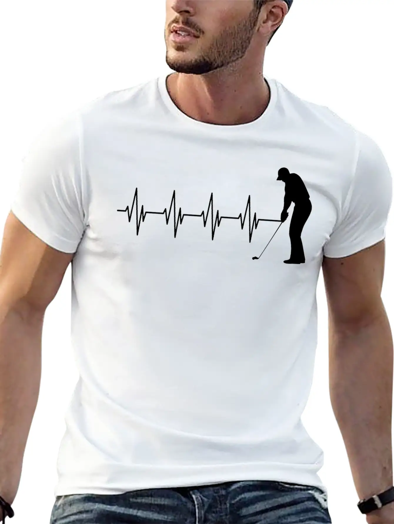 Golfer Heartbeat B Breathable Soft Cotton T-Shirt – Timeless Casual Look