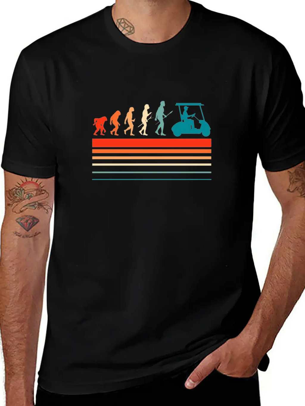 Golfing Golf Cart Evolution Retro Breathable Soft Cotton T-Shirt – Timeless Casual Look