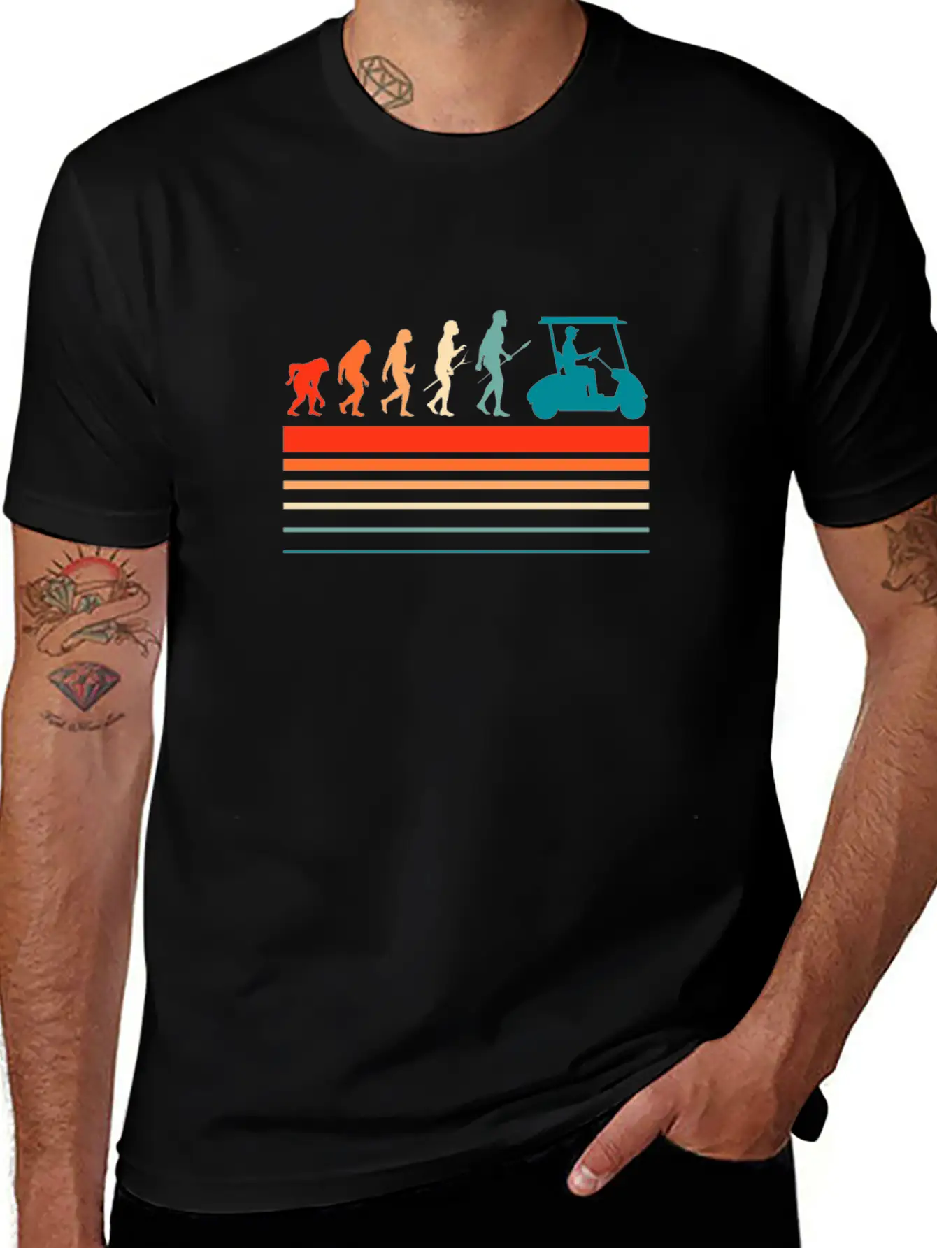 Golfing Golf Cart Evolution Retro Breathable Soft Cotton T-Shirt – Timeless Casual Look