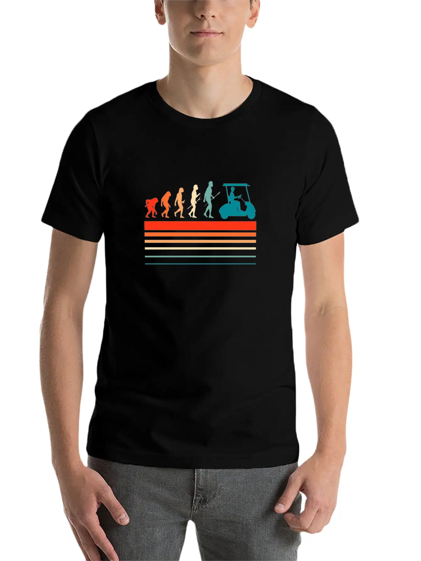 Golfing Golf Cart Evolution Retro Breathable Soft Cotton T-Shirt – Timeless Casual Look