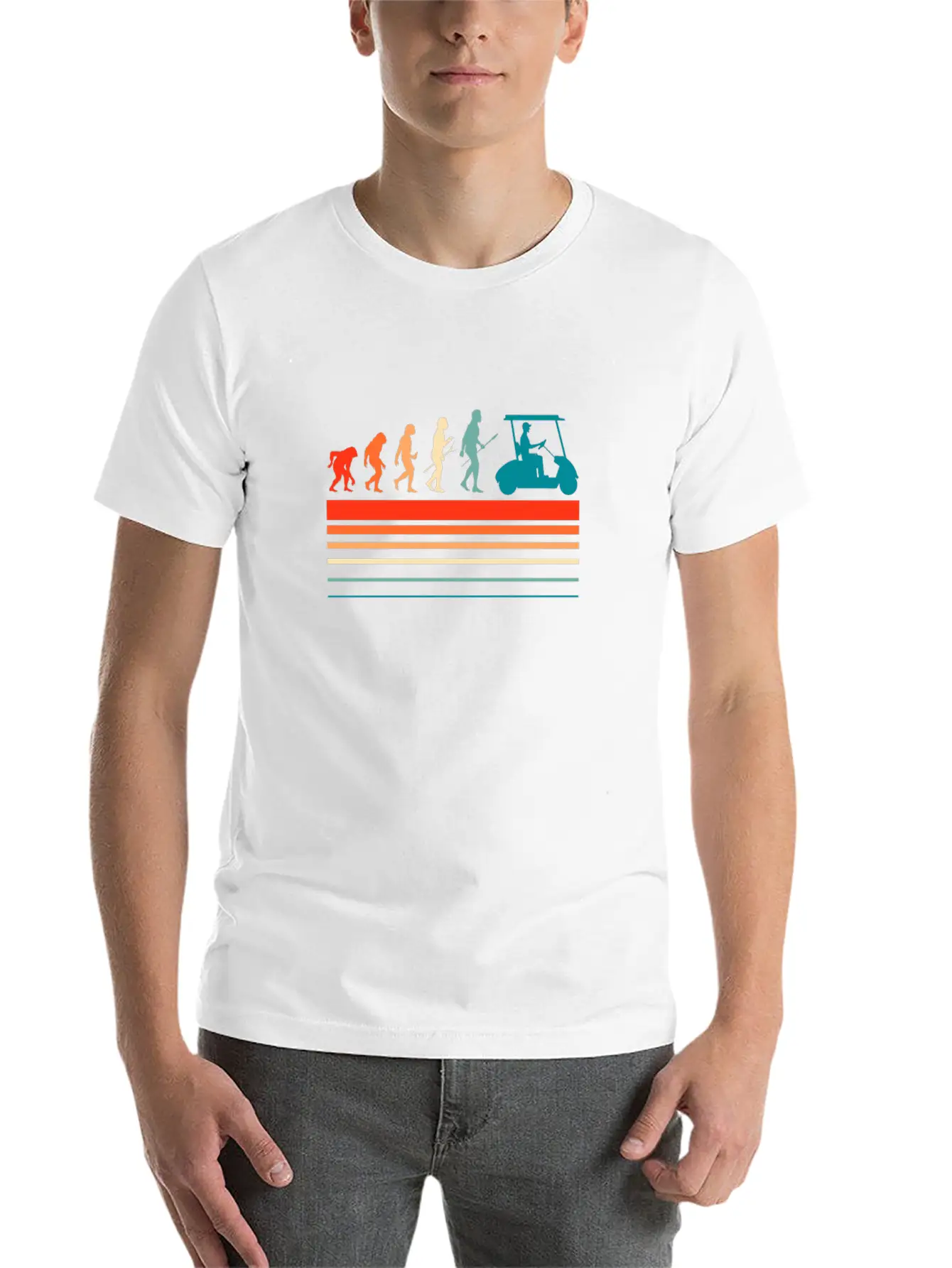 Golfing Golf Cart Evolution Retro Breathable Soft Cotton T-Shirt – Timeless Casual Look