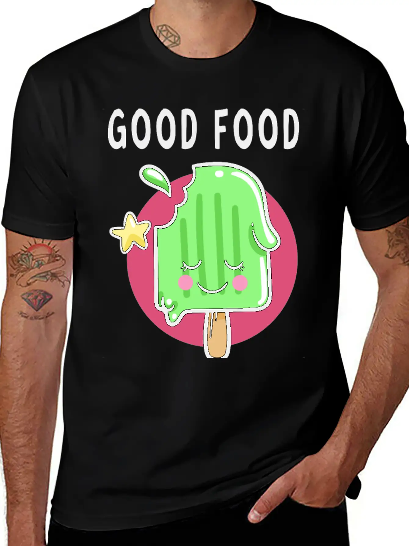 Good Food Good Mood Good Luck Modern Fit Casual T-Shirt – Clean And Versatile Design