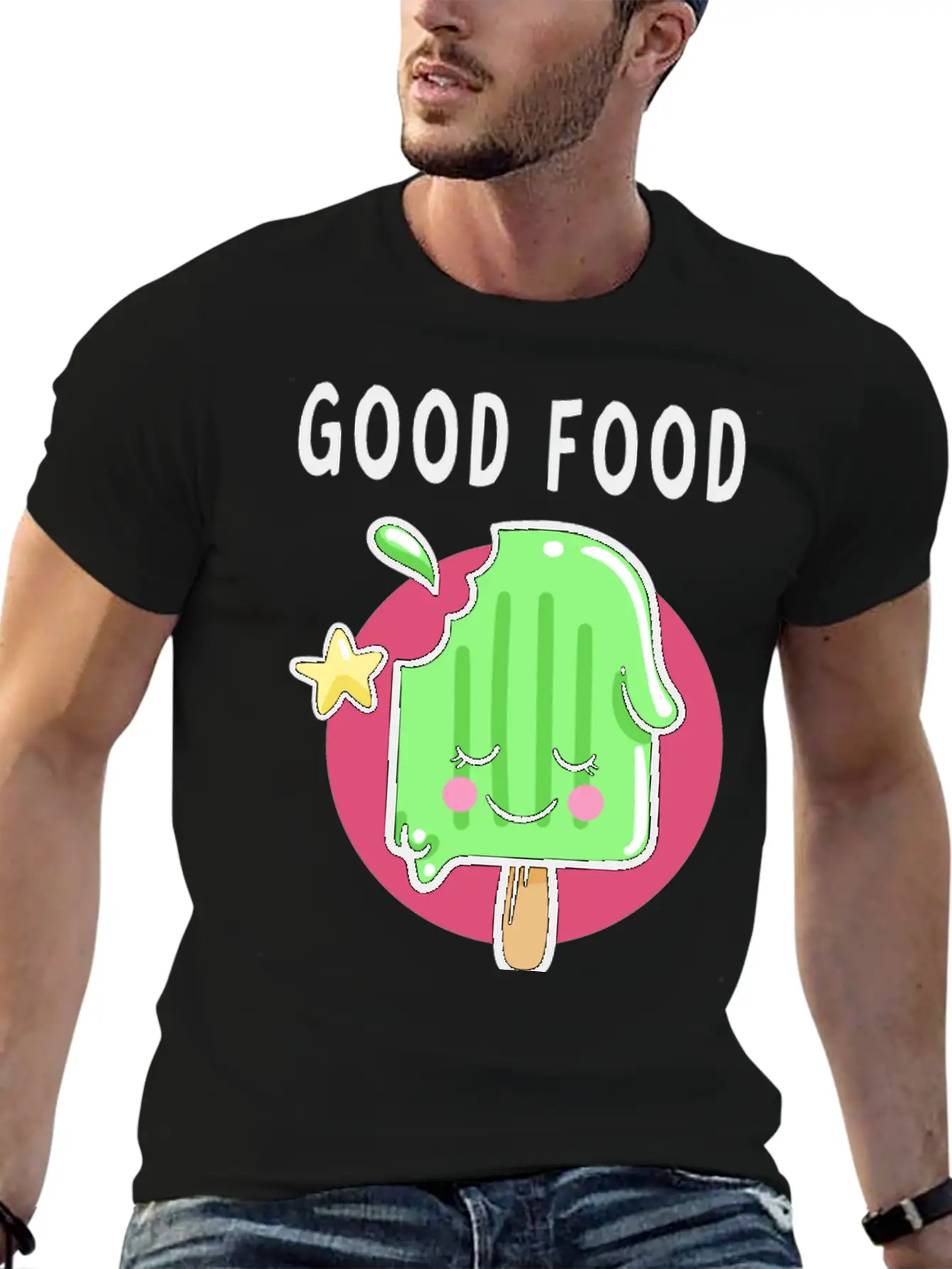 Good Food Good Mood Good Luck Modern Fit Casual T-Shirt – Clean And Versatile Design