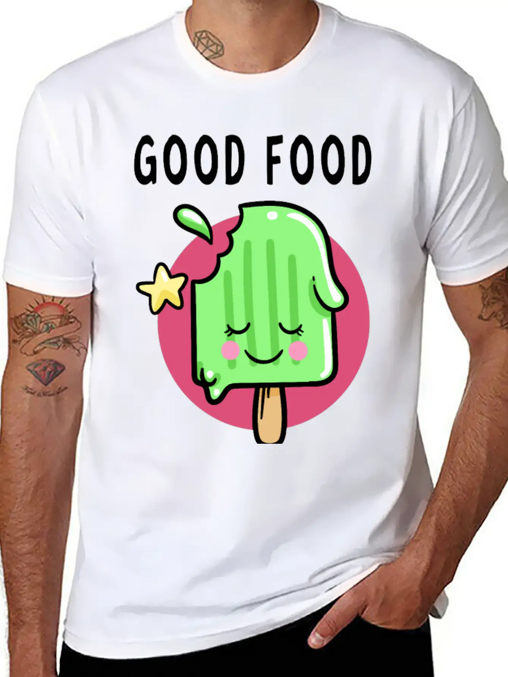 Good Food Good Mood Good Luck Modern Fit Casual T-Shirt – Clean And Versatile Design