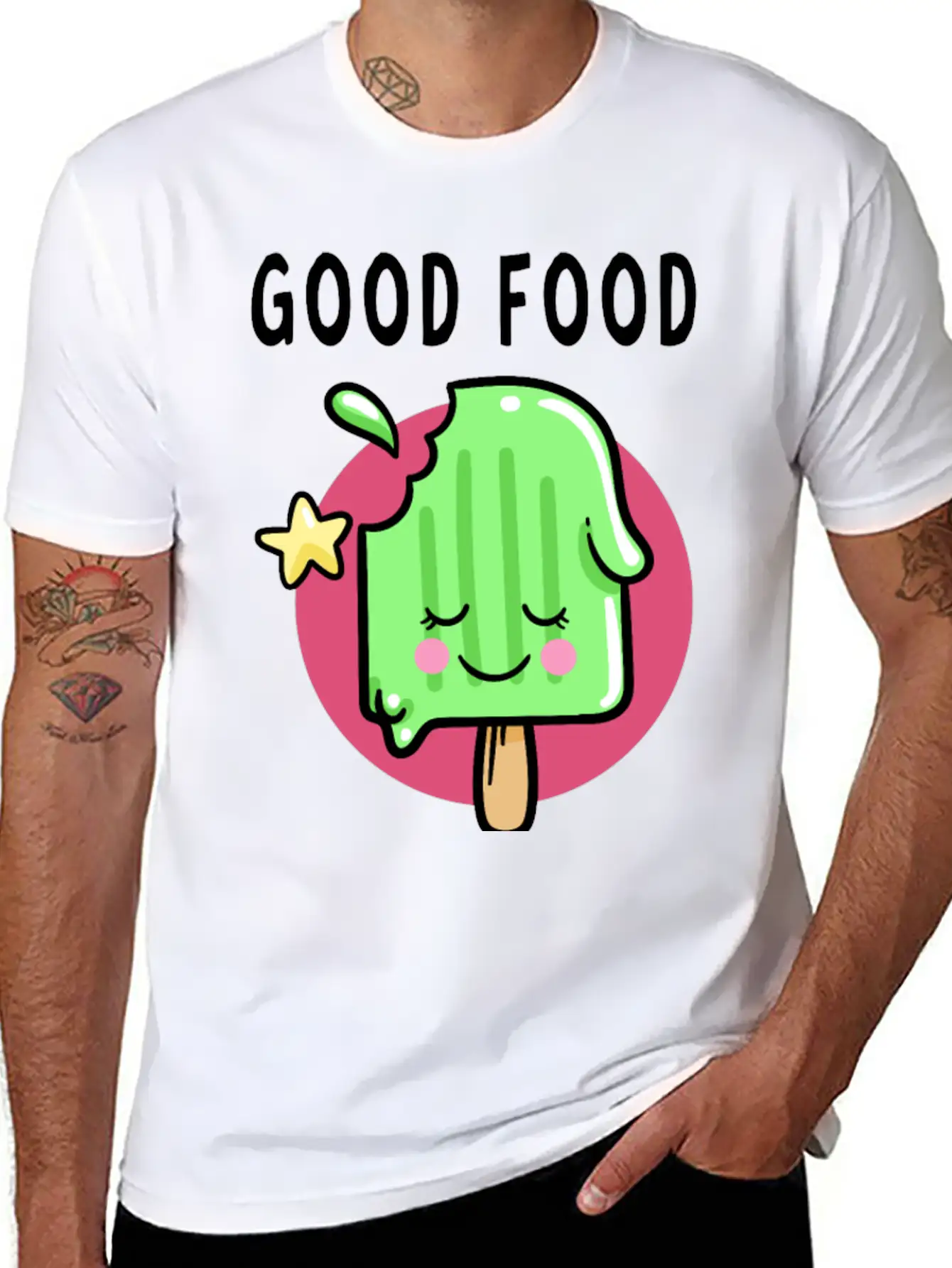 Good Food Good Mood Good Luck Modern Fit Casual T-Shirt – Clean And Versatile Design