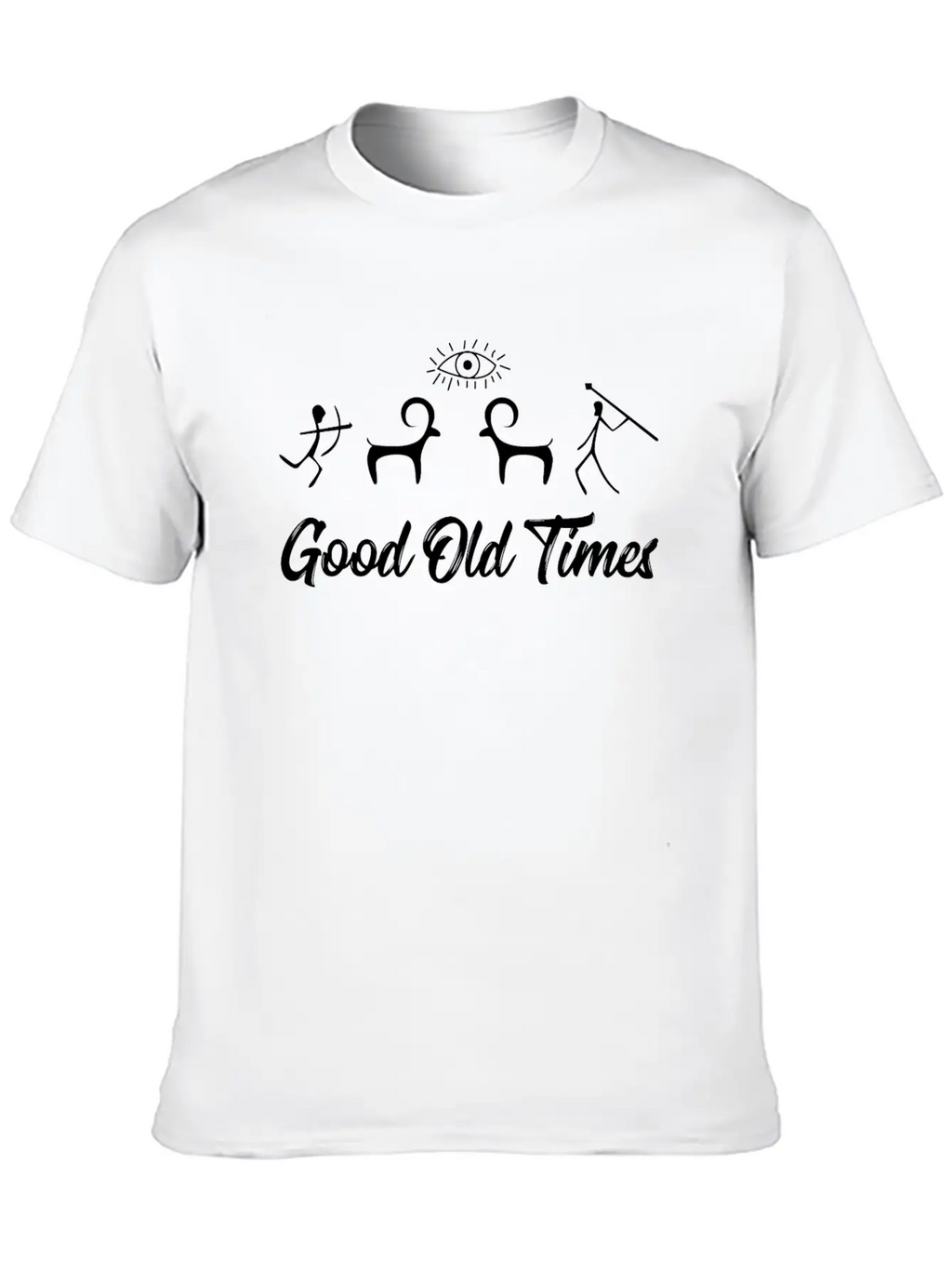 Good Old Times Stone Age Hunter T-Shirt Basic Graphic T-Shirt – Daily Comfort In Soft Cotton