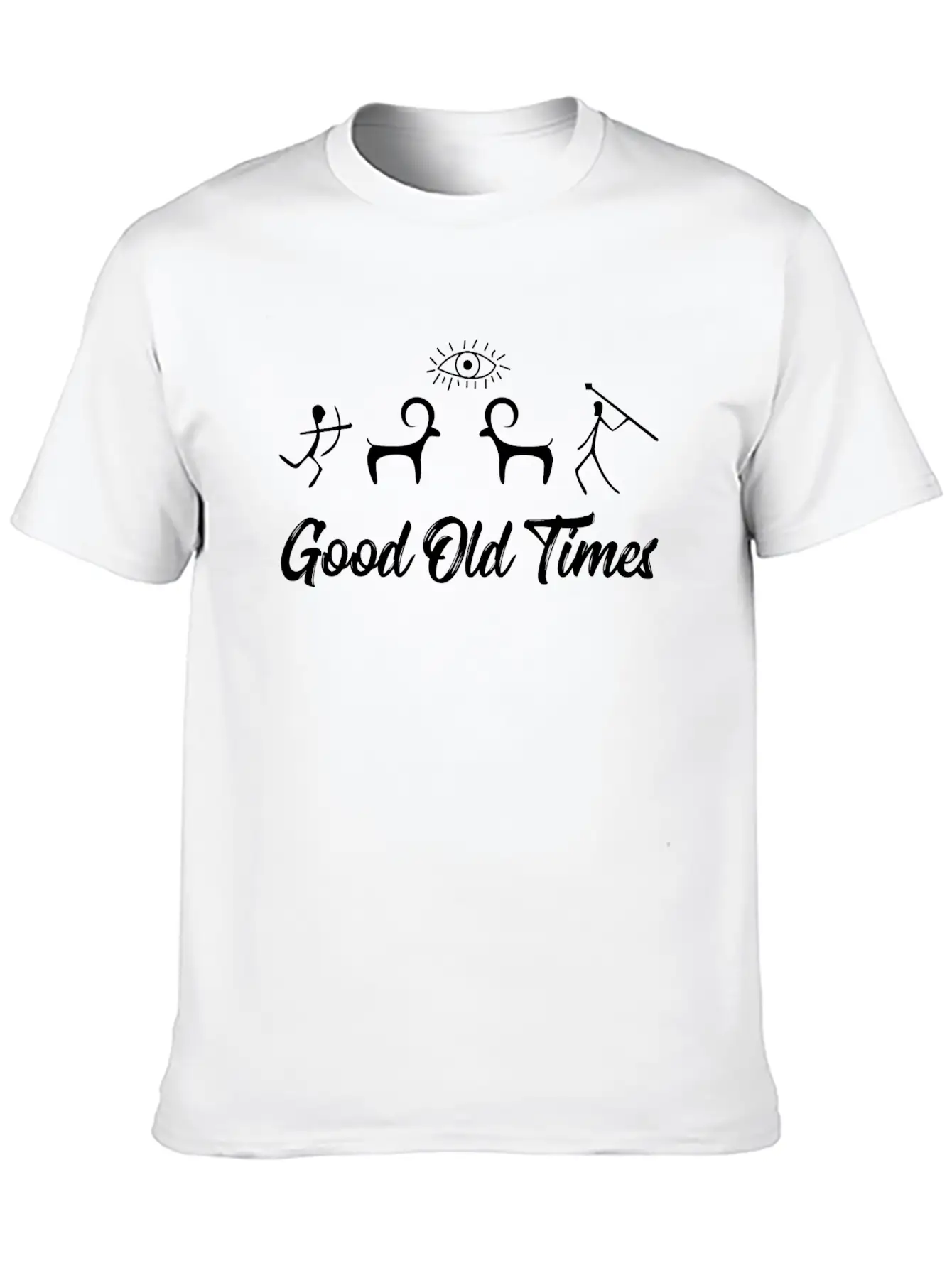 Good Old Times Stone Age Hunter T-Shirt Basic Graphic T-Shirt – Daily Comfort In Soft Cotton