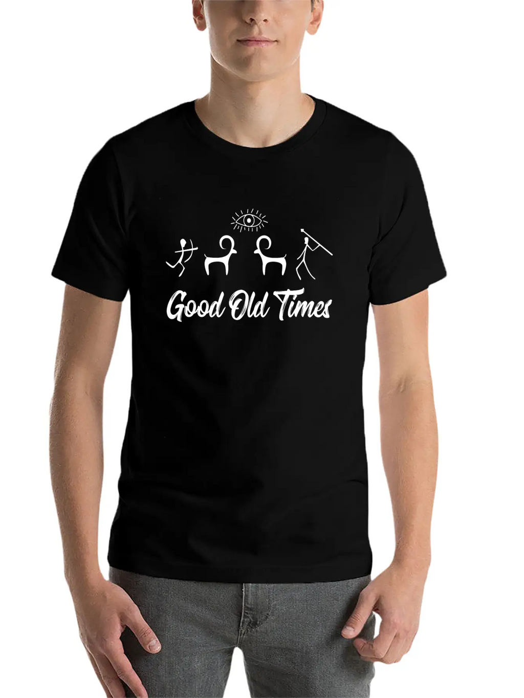 Good Old Times Stone Age Hunter T-Shirt Basic Graphic T-Shirt – Daily Comfort In Soft Cotton