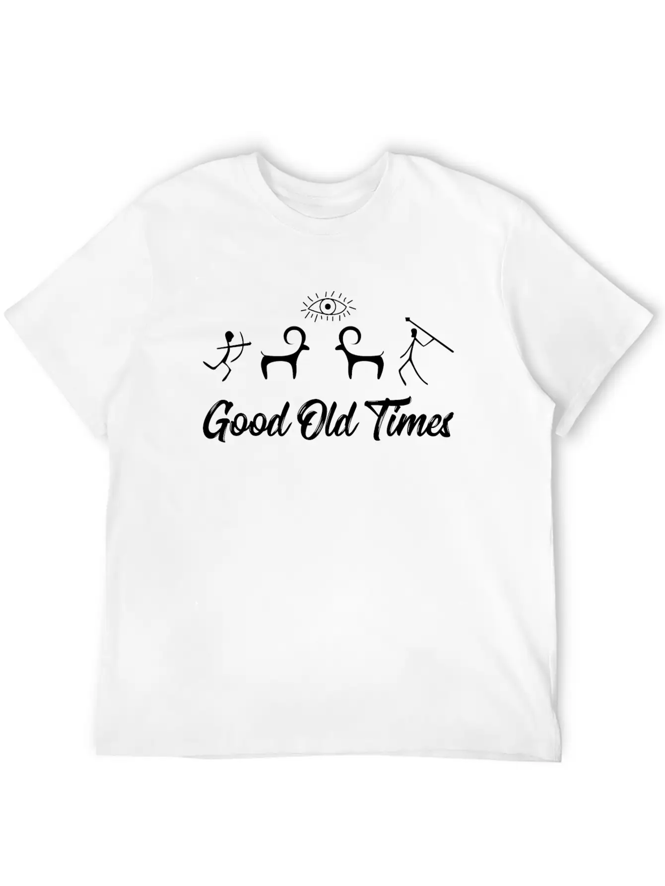 Good Old Times Stone Age Hunter T-Shirt Basic Graphic T-Shirt – Daily Comfort In Soft Cotton