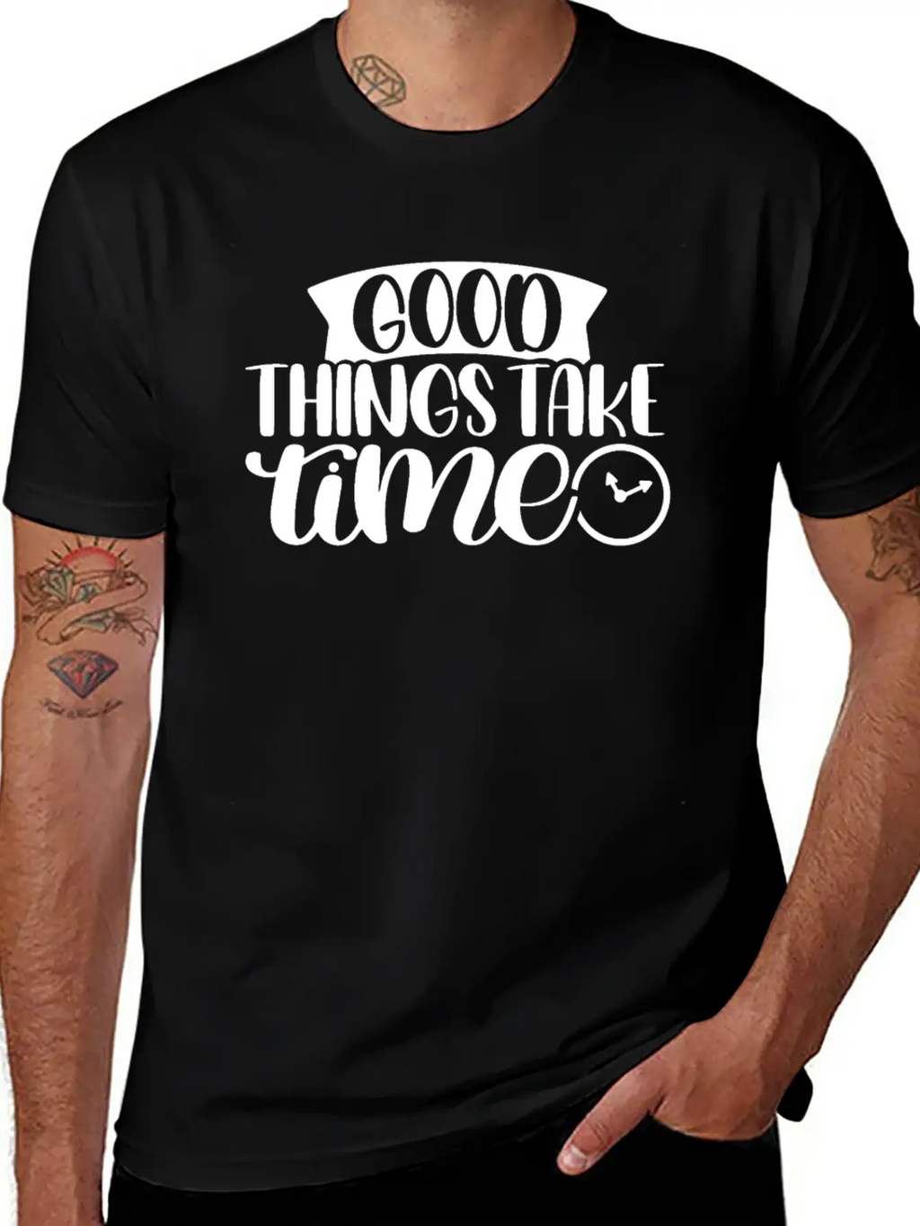 Good Things Take Time Clock Motivational Saying Timeless Short Sleeve Tee – Comfy And Minimalist Design