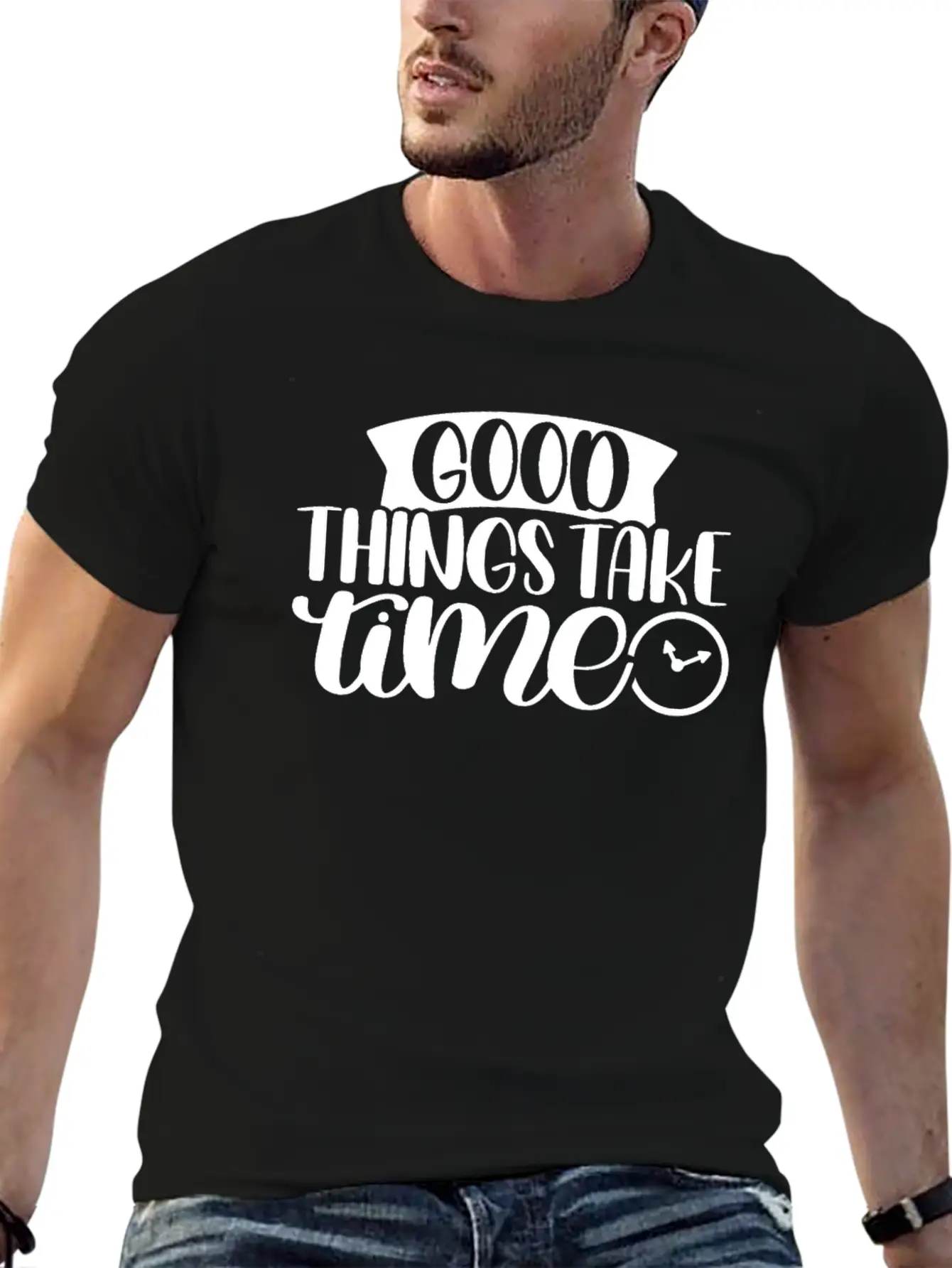 Good Things Take Time Clock Motivational Saying Timeless Short Sleeve Tee – Comfy And Minimalist Design