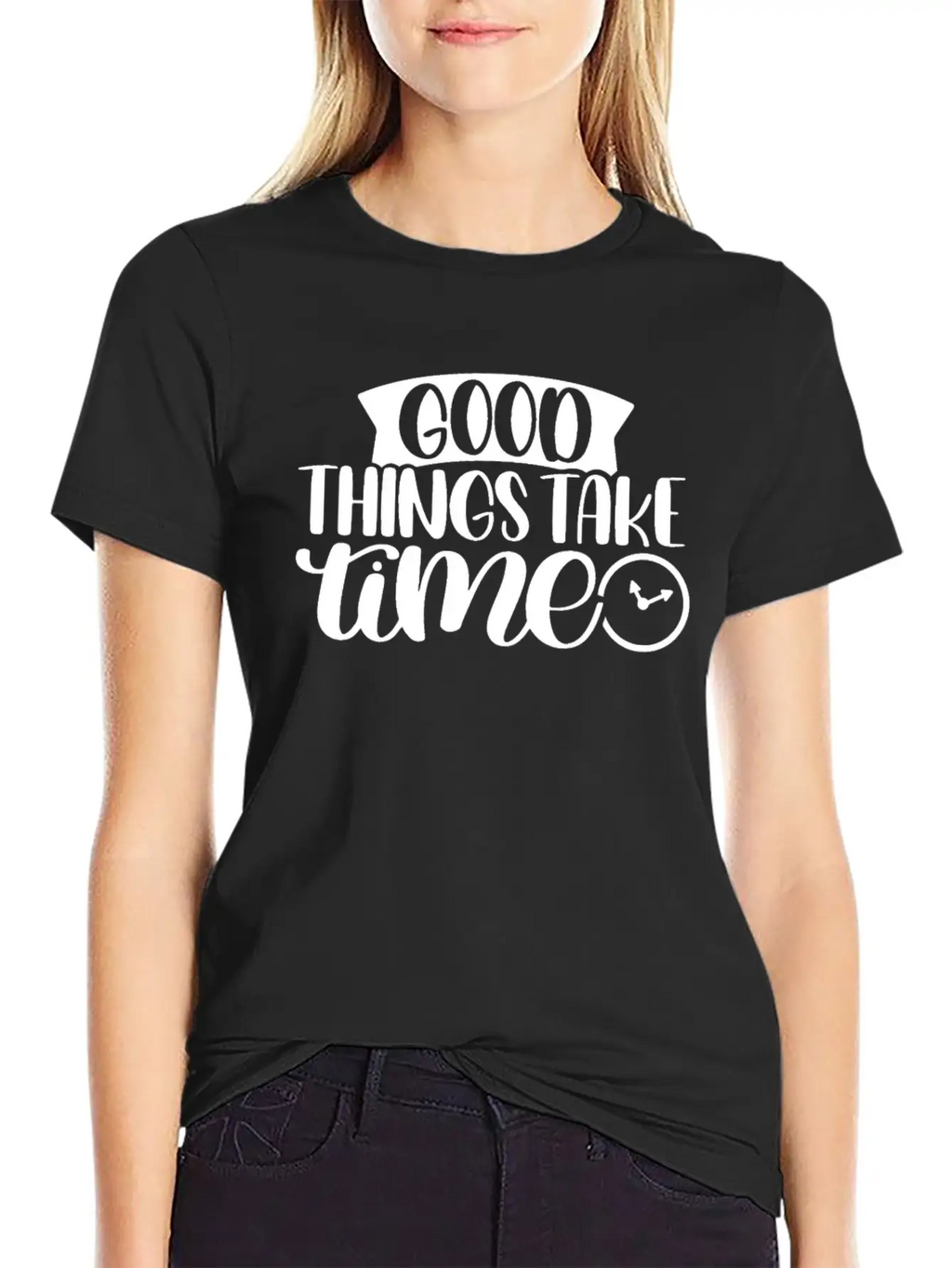 Good Things Take Time Clock Motivational Saying Timeless Short Sleeve Tee – Comfy And Minimalist Design