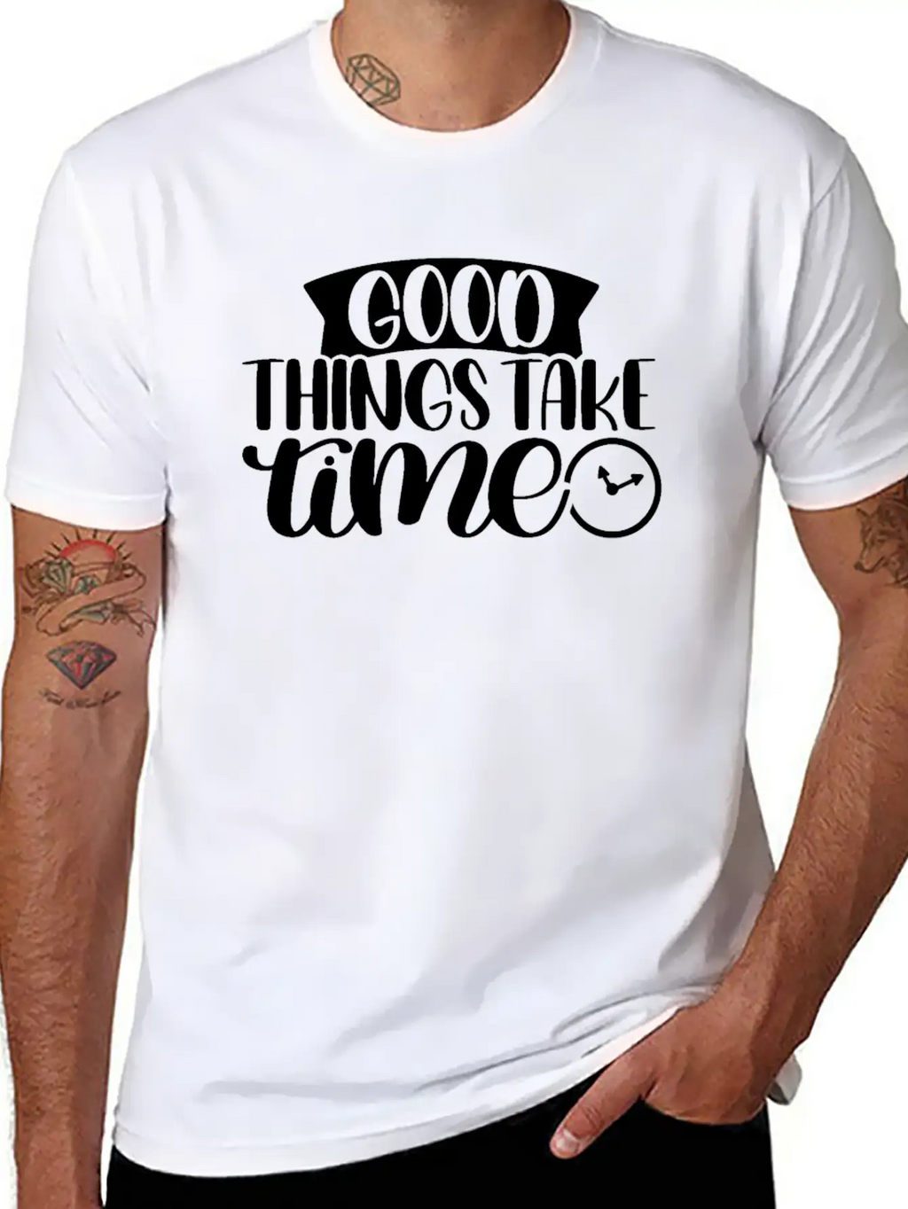 Good Things Take Time Clock Motivational Saying Timeless Short Sleeve Tee – Comfy And Minimalist Design