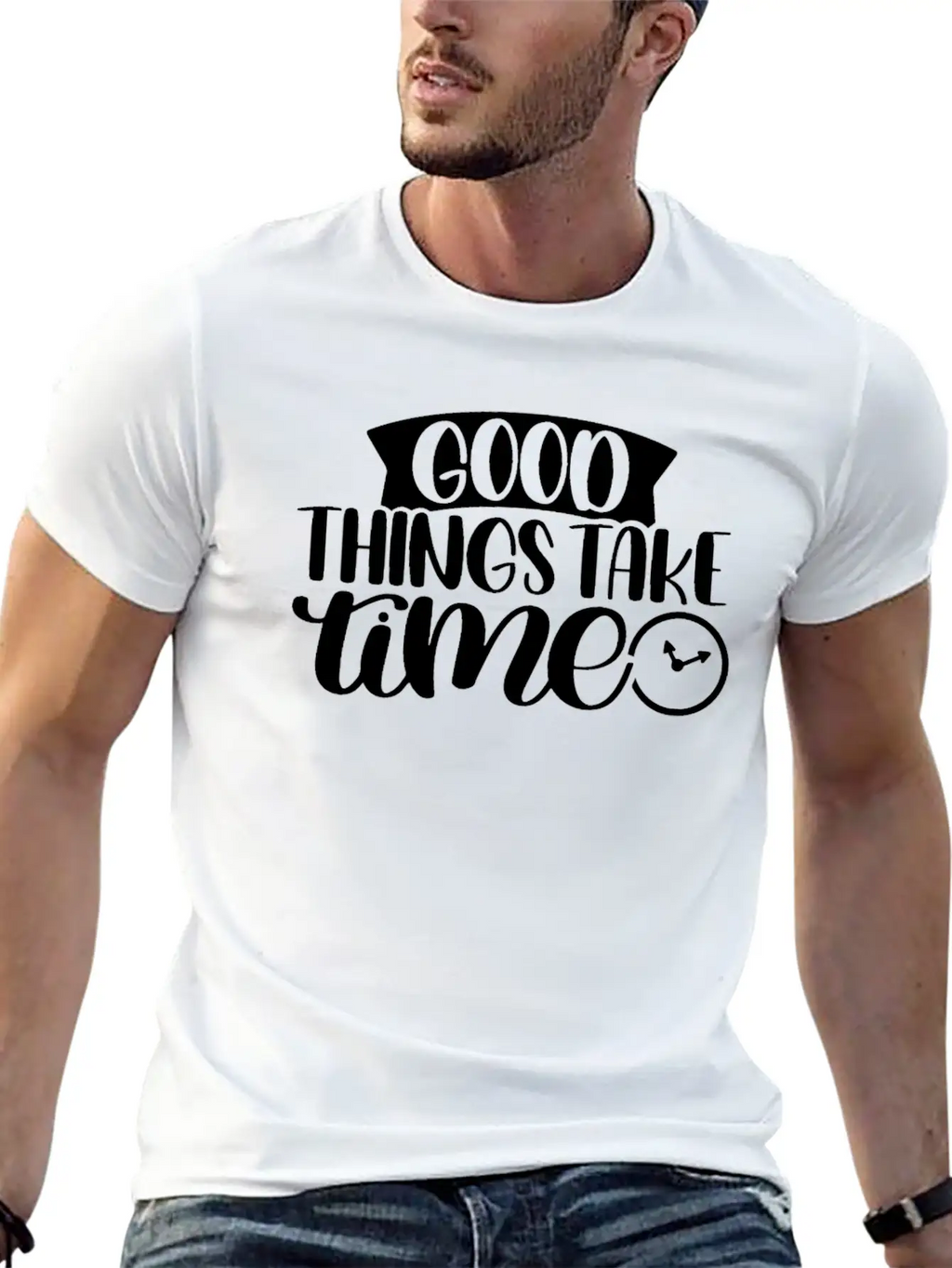 Good Things Take Time Clock Motivational Saying Timeless Short Sleeve Tee – Comfy And Minimalist Design
