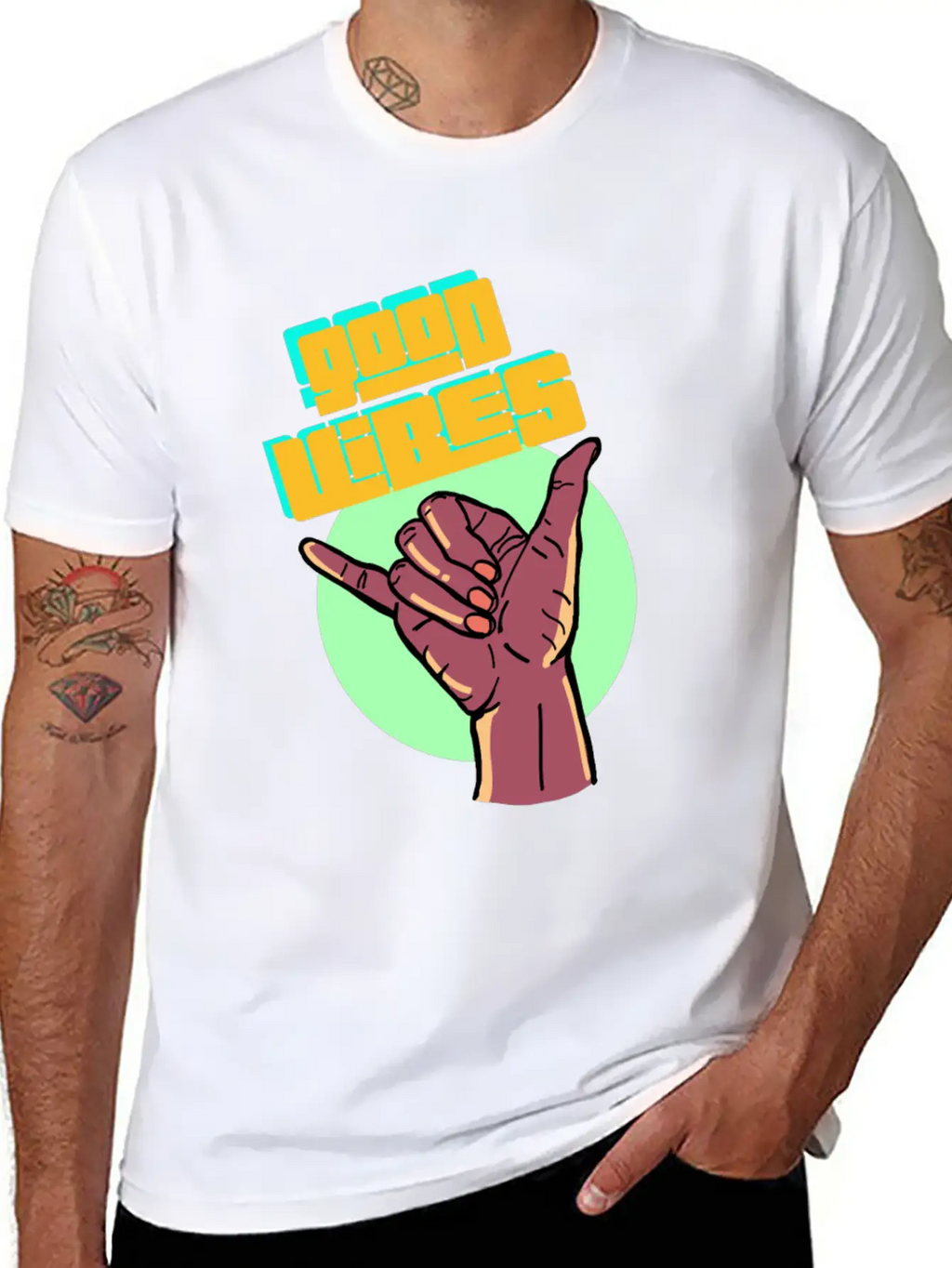 GOOD VIBES Breathable Graphic T-Shirt – Perfect For Casual Days