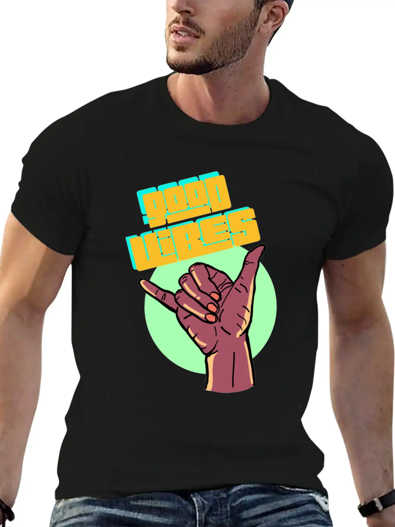 GOOD VIBES Breathable Graphic T-Shirt – Perfect For Casual Days