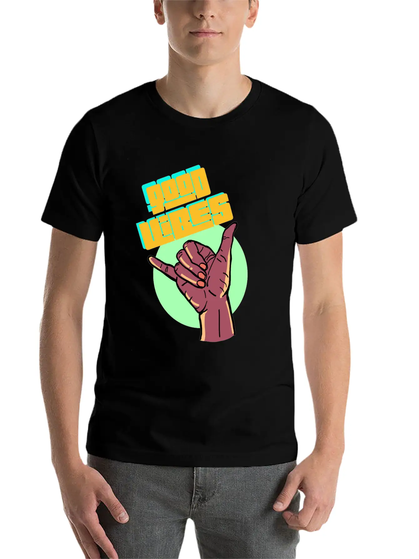 GOOD VIBES Breathable Graphic T-Shirt – Perfect For Casual Days