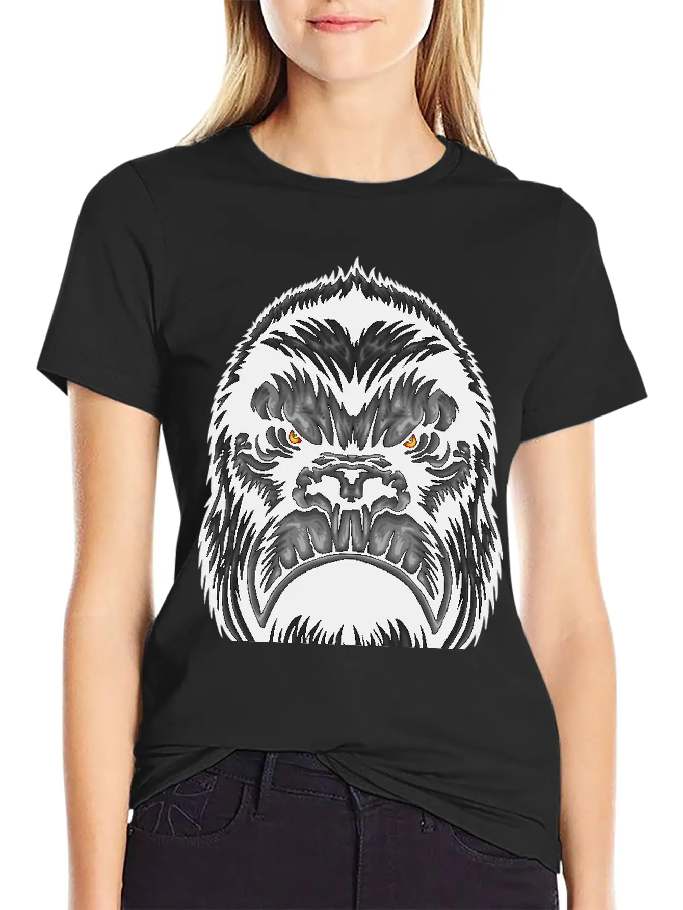 Gorilla Head Animal Wildlife Streetwear Fun Vector Stylish Everyday T-Shirt – Unisex Basic Cotton Tee