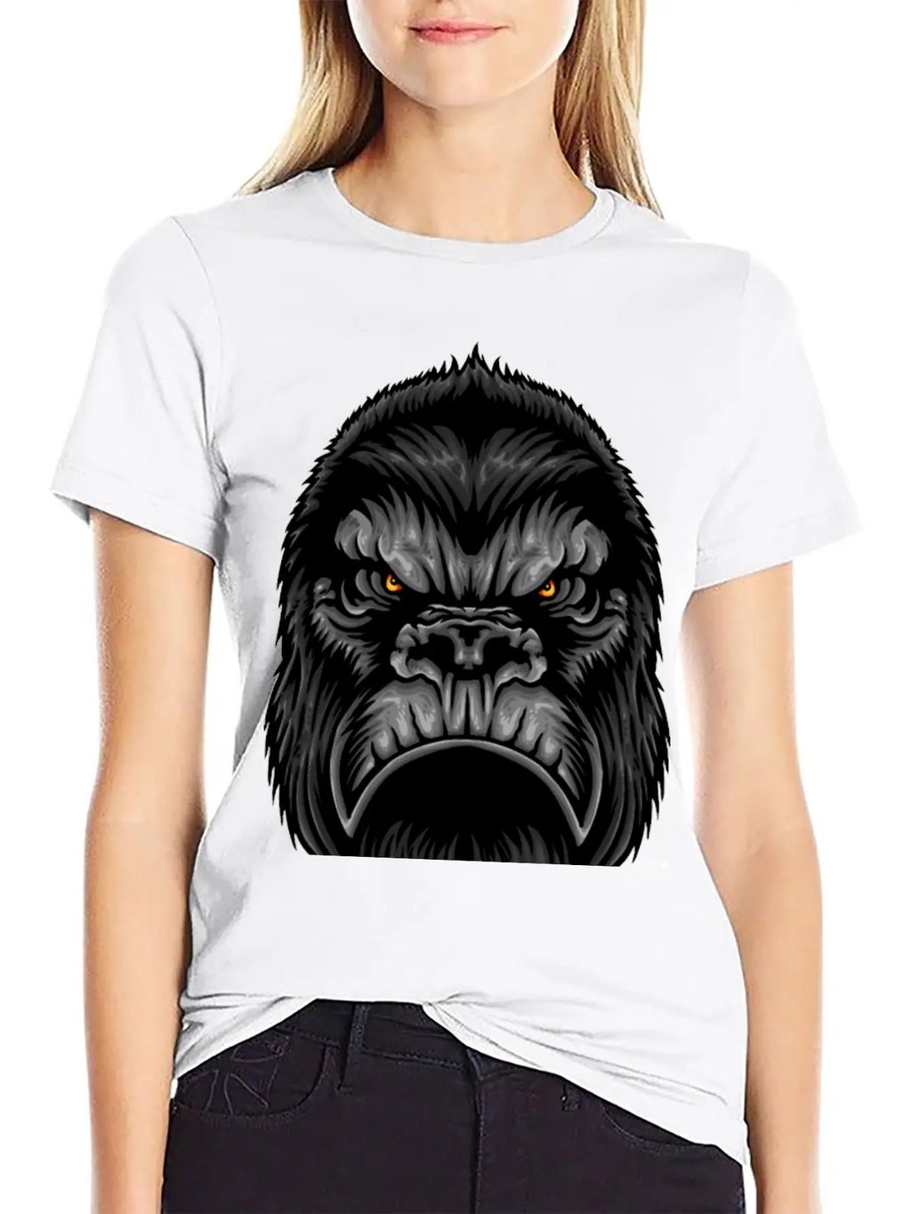 Gorilla Head Animal Wildlife Streetwear Fun Vector Stylish Everyday T-Shirt – Unisex Basic Cotton Tee