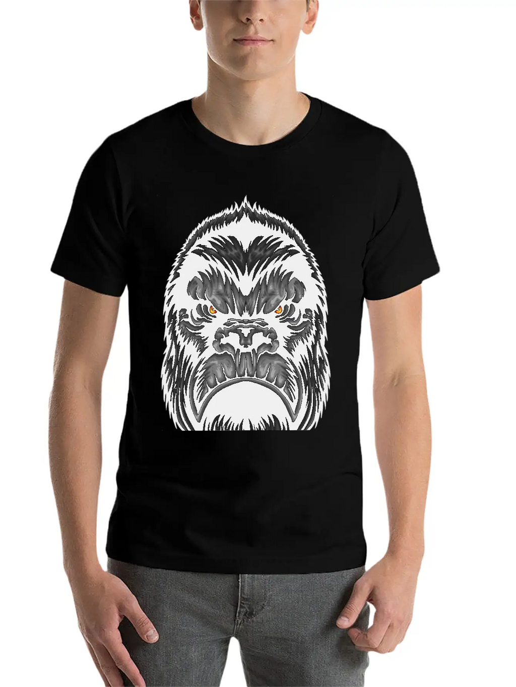Gorilla Head Animal Wildlife Streetwear Fun Vector Stylish Everyday T-Shirt – Unisex Basic Cotton Tee