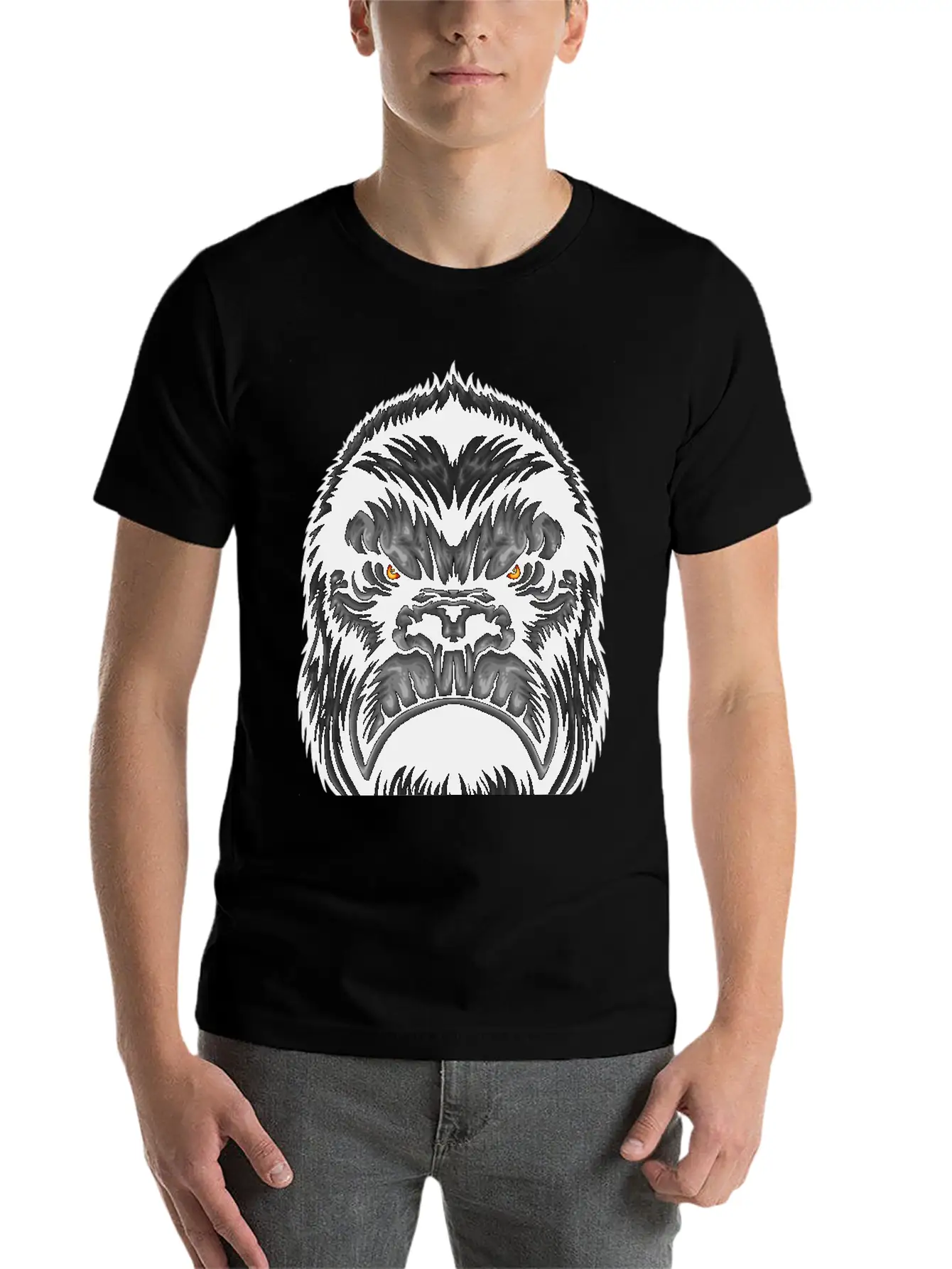 Gorilla Head Animal Wildlife Streetwear Fun Vector Stylish Everyday T-Shirt – Unisex Basic Cotton Tee