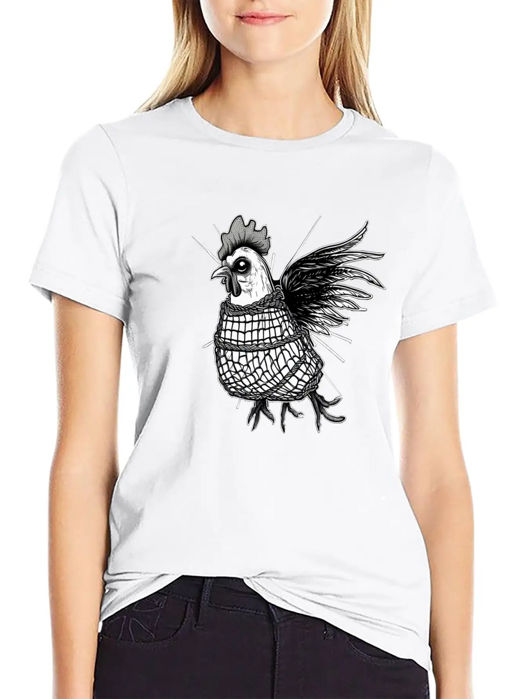 Goth Chick In Fishnet Breathable Soft Cotton T-Shirt – Timeless Casual Look