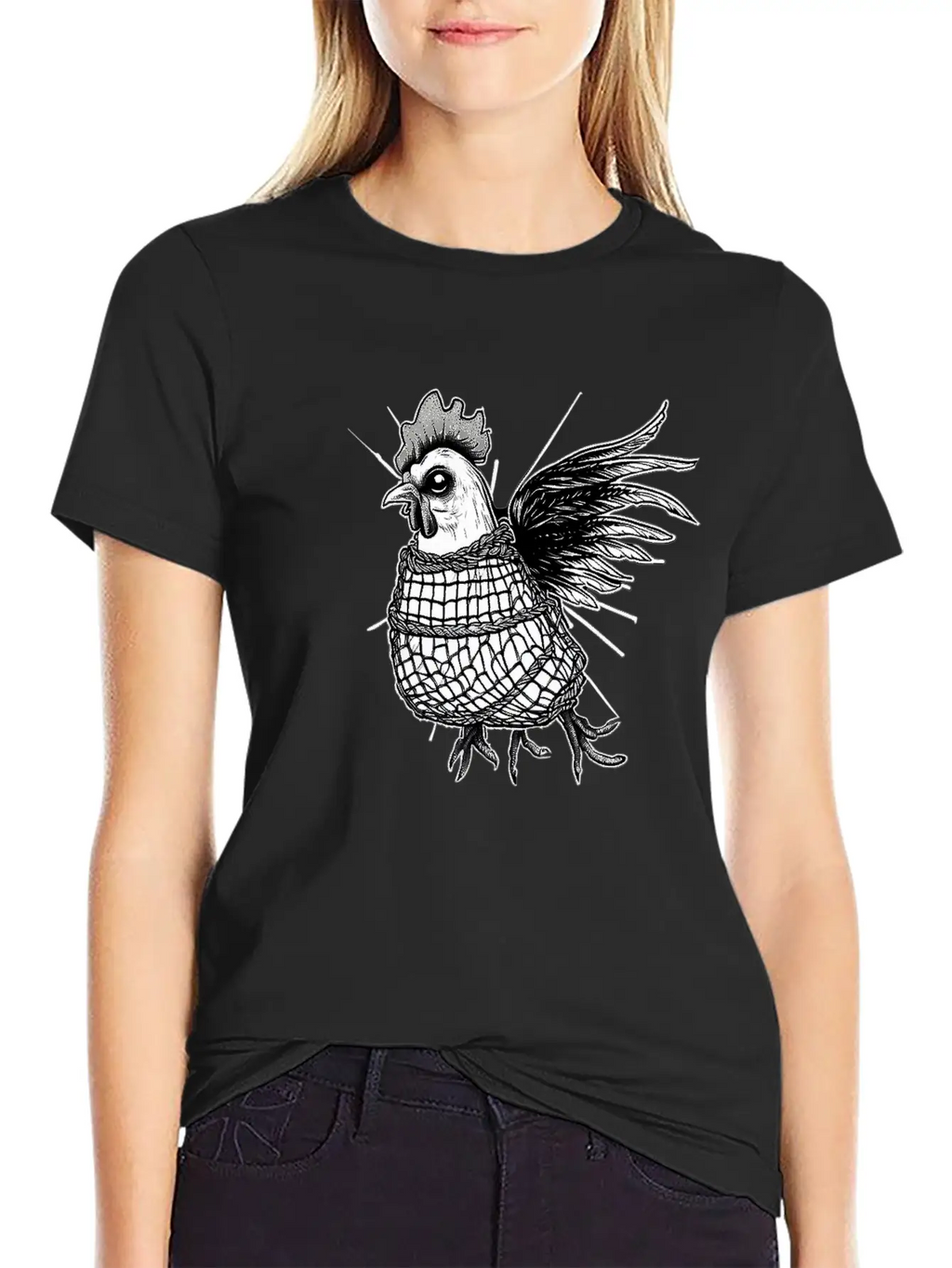 Goth Chick In Fishnet Breathable Soft Cotton T-Shirt – Timeless Casual Look