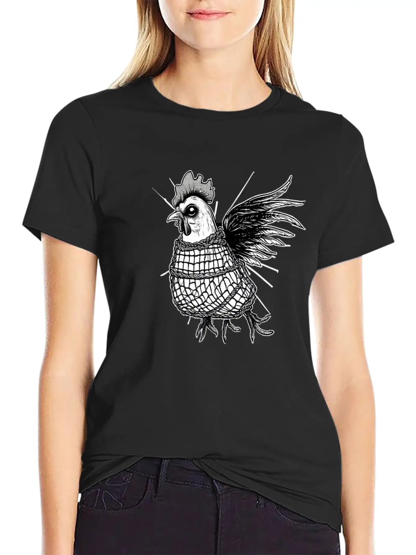 Goth Chick In Fishnet Breathable Soft Cotton T-Shirt – Timeless Casual Look