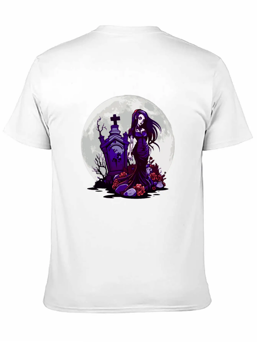 Goth Pin Up Girl Standing Next To A Grave - Goth Essential Cotton Tee For Daily Outfits – Unisex Style