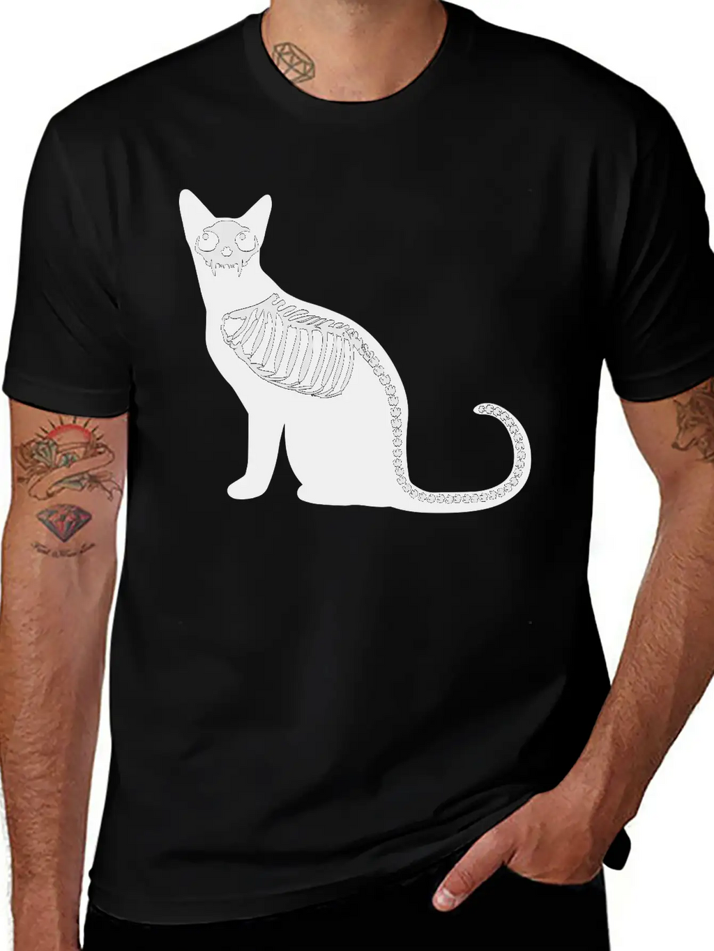 Gothic Cat Skeleton Timeless Short Sleeve Tee – Comfy And Minimalist Design