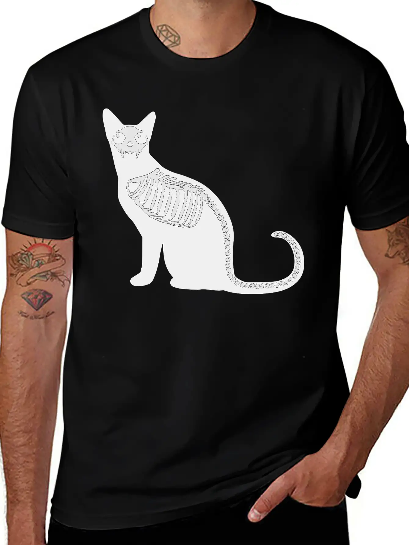 Gothic Cat Skeleton Timeless Short Sleeve Tee – Comfy And Minimalist Design