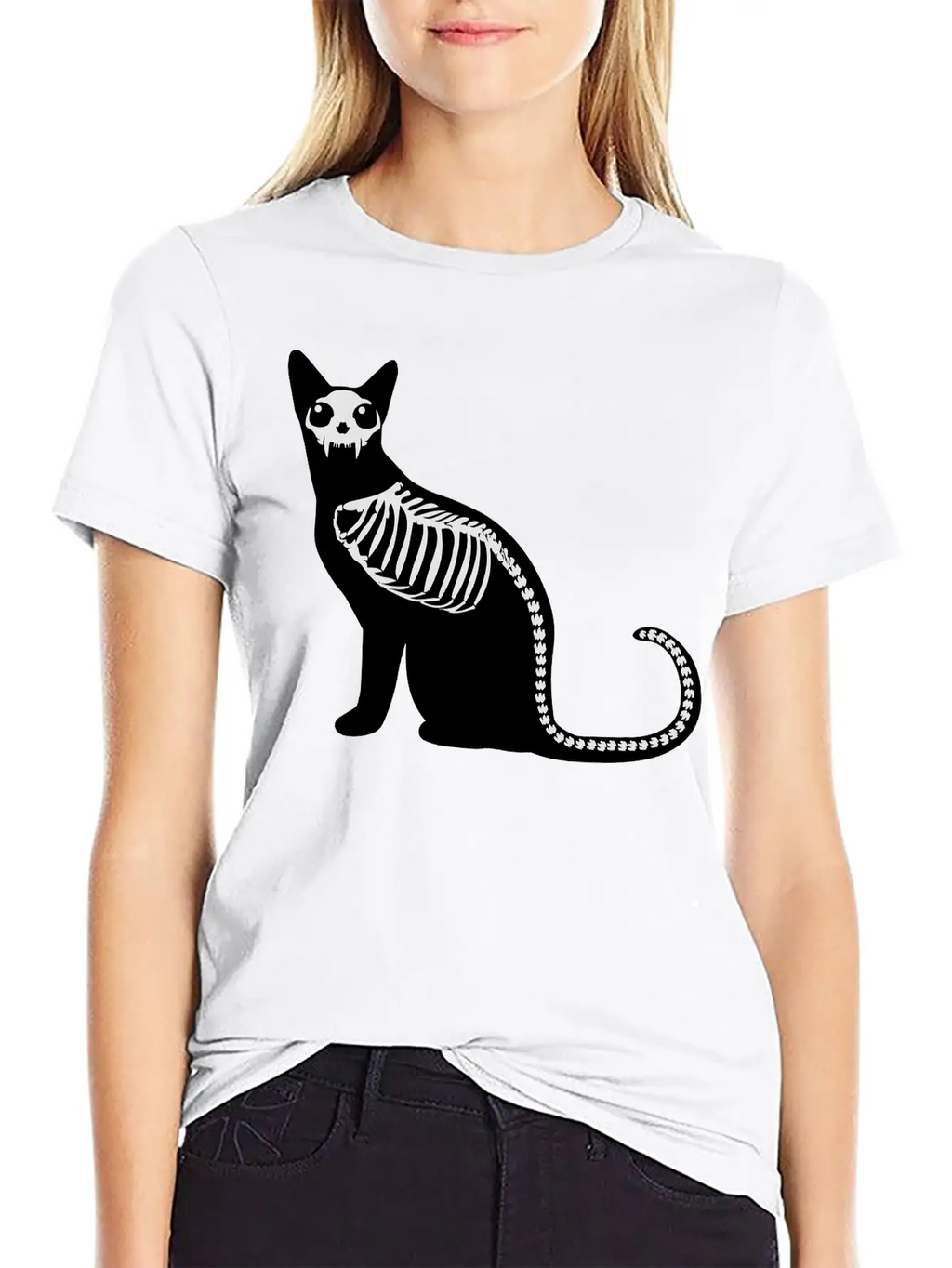 Gothic Cat Skeleton Timeless Short Sleeve Tee – Comfy And Minimalist Design