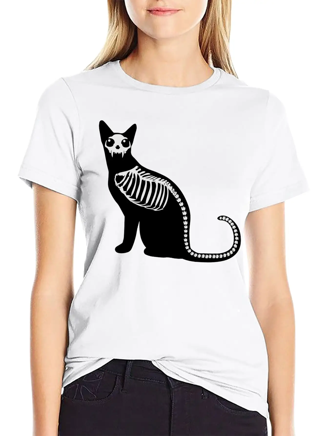 Gothic Cat Skeleton Timeless Short Sleeve Tee – Comfy And Minimalist Design