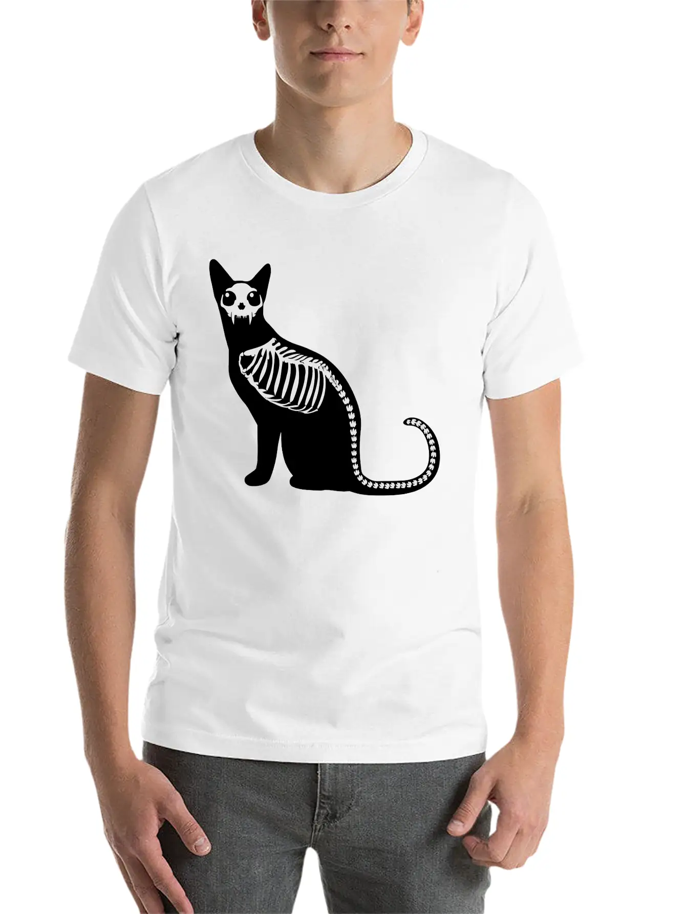 Gothic Cat Skeleton Timeless Short Sleeve Tee – Comfy And Minimalist Design