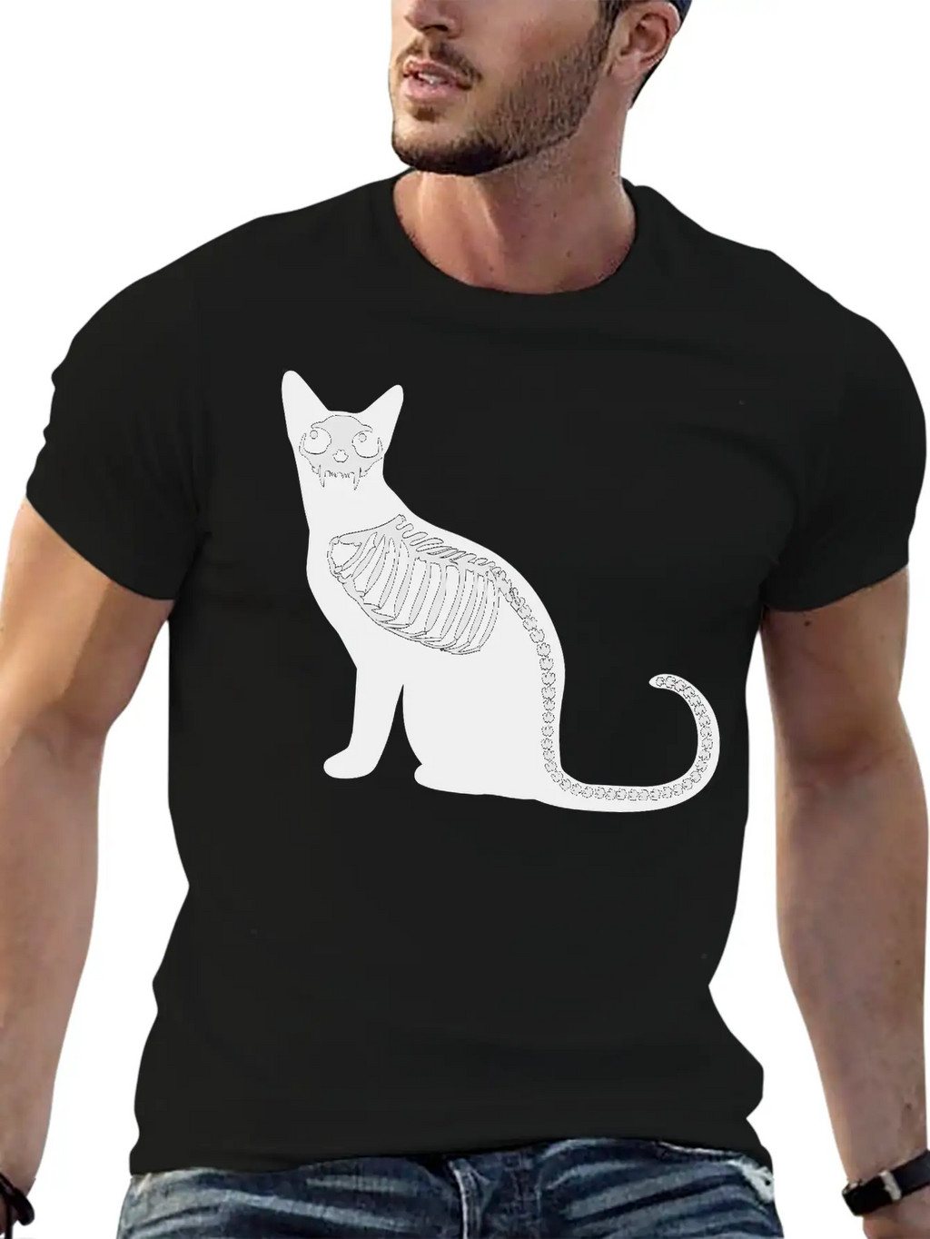 Gothic Cat Skeleton Timeless Short Sleeve Tee – Comfy And Minimalist Design