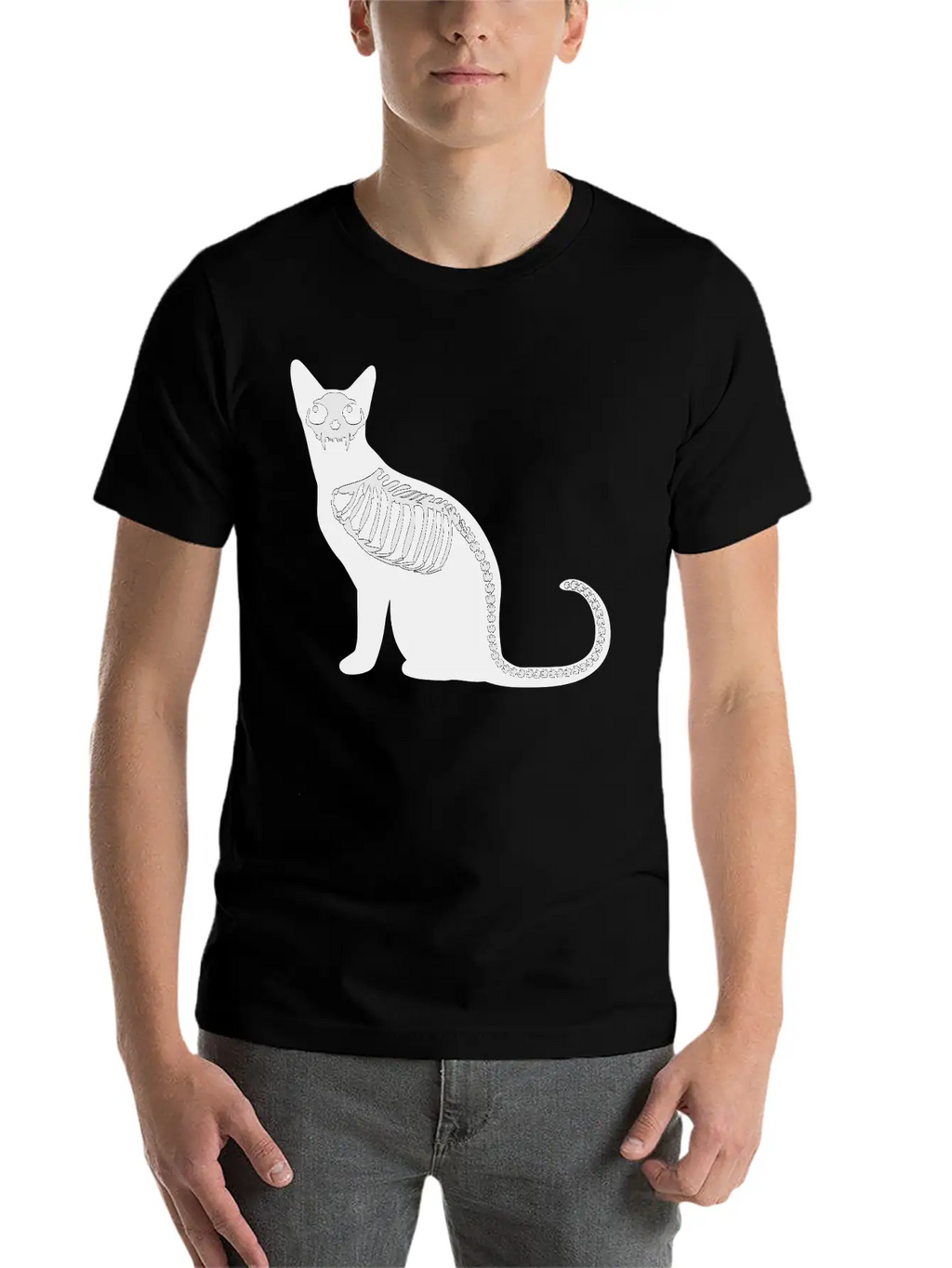 Gothic Cat Skeleton Timeless Short Sleeve Tee – Comfy And Minimalist Design
