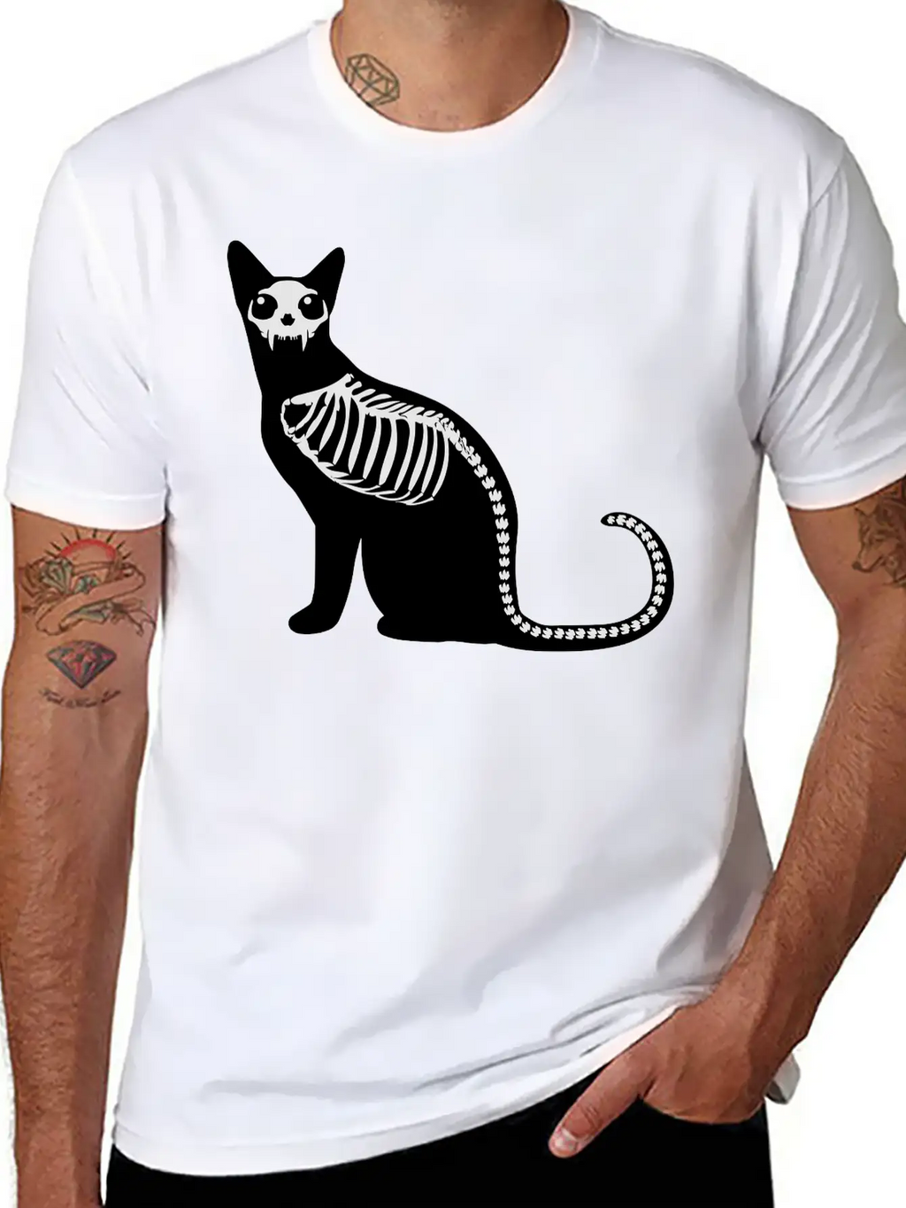 Gothic Cat Skeleton Timeless Short Sleeve Tee – Comfy And Minimalist Design