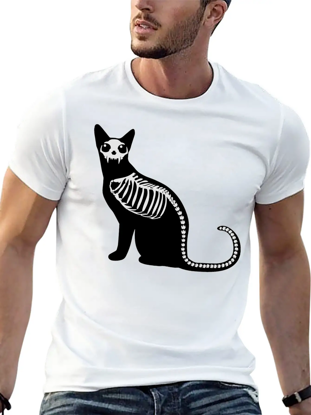 Gothic Cat Skeleton Timeless Short Sleeve Tee – Comfy And Minimalist Design