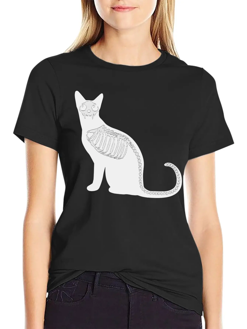 Gothic Cat Skeleton Timeless Short Sleeve Tee – Comfy And Minimalist Design