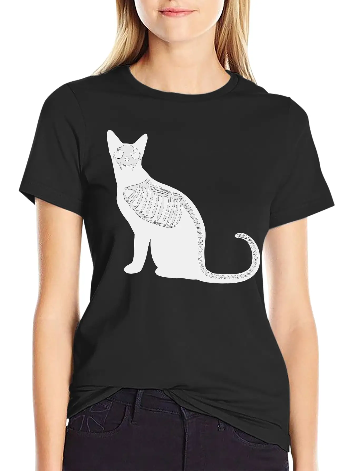 Gothic Cat Skeleton Timeless Short Sleeve Tee – Comfy And Minimalist Design