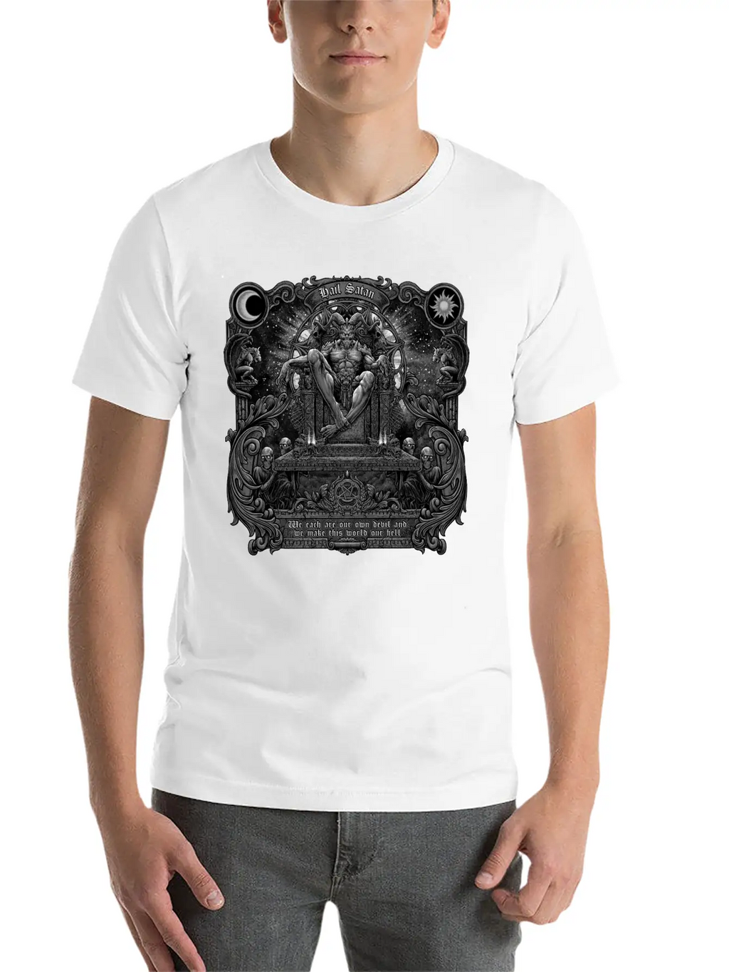 Gothic Evil Satans Throne Classic Cotton Tee – Unisex Comfort For Any Season