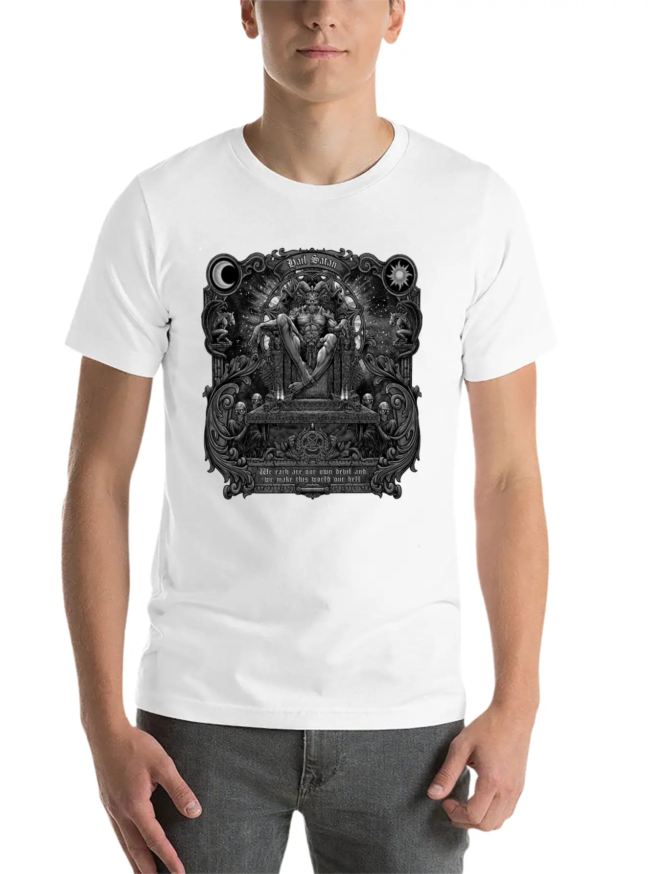 Gothic Evil Satans Throne Classic Cotton Tee – Unisex Comfort For Any Season