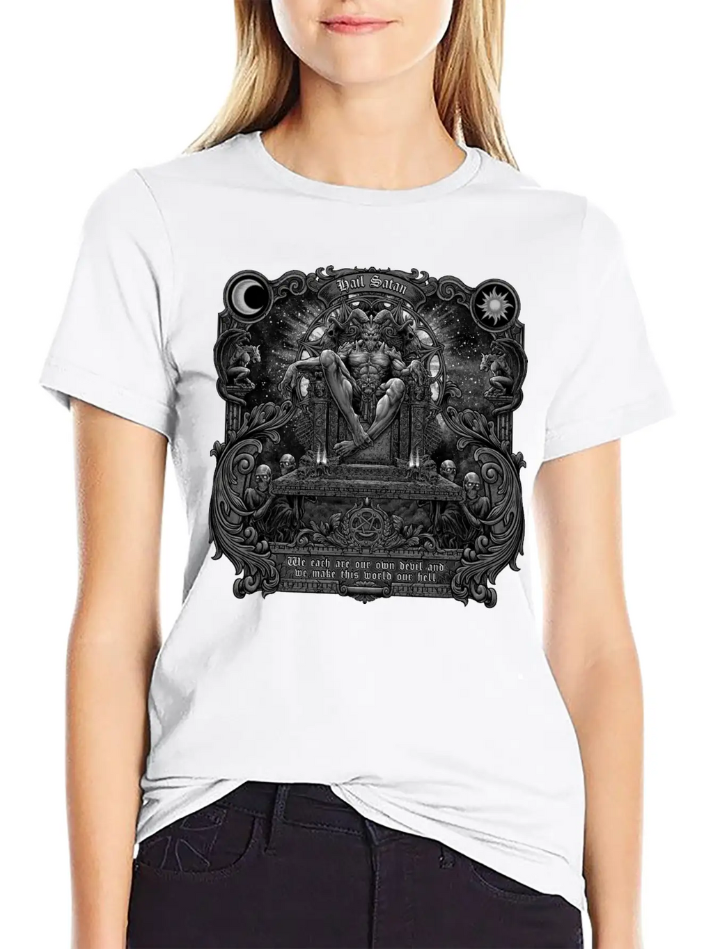 Gothic Evil Satans Throne Classic Cotton Tee – Unisex Comfort For Any Season