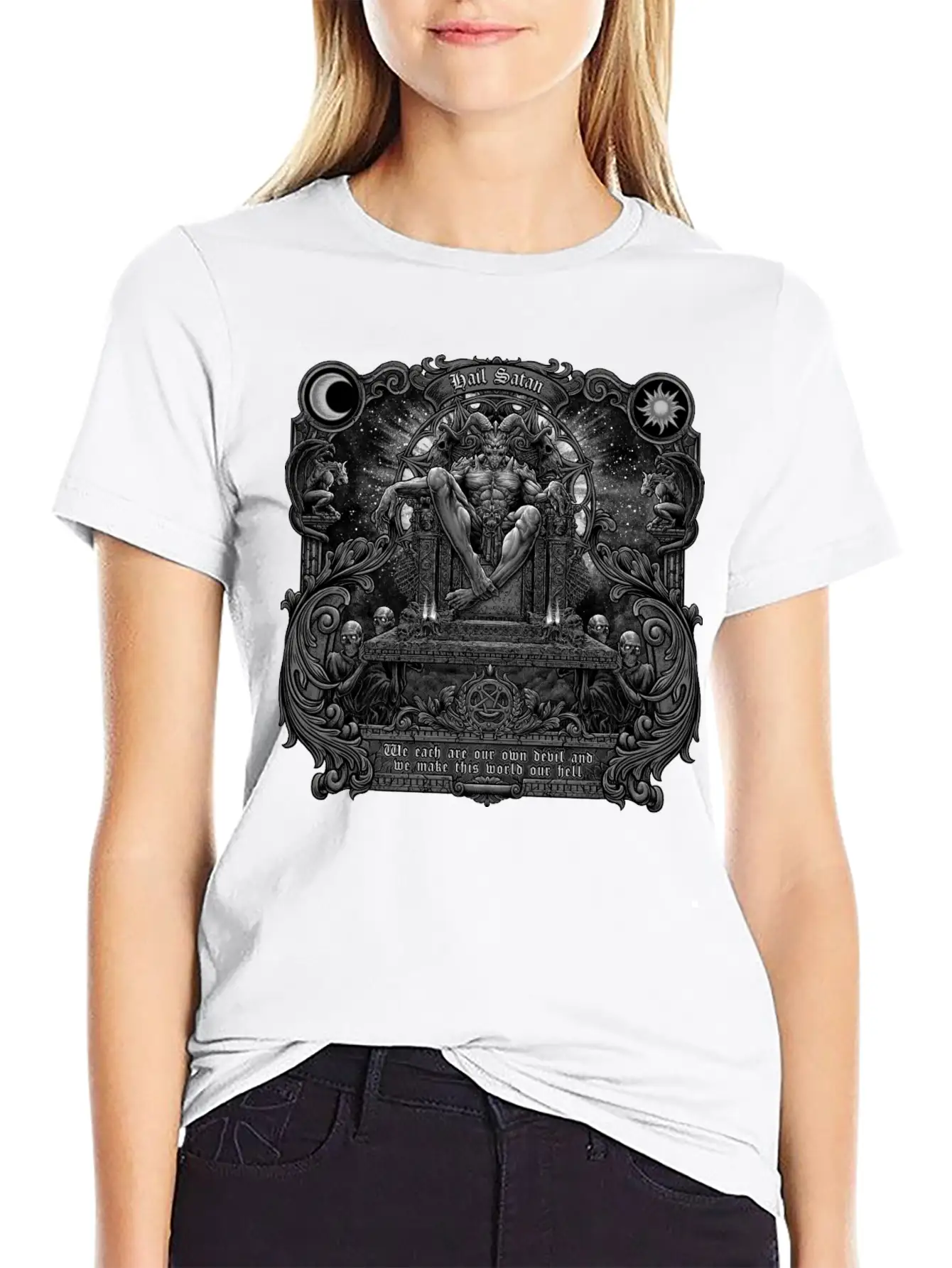 Gothic Evil Satans Throne Classic Cotton Tee – Unisex Comfort For Any Season