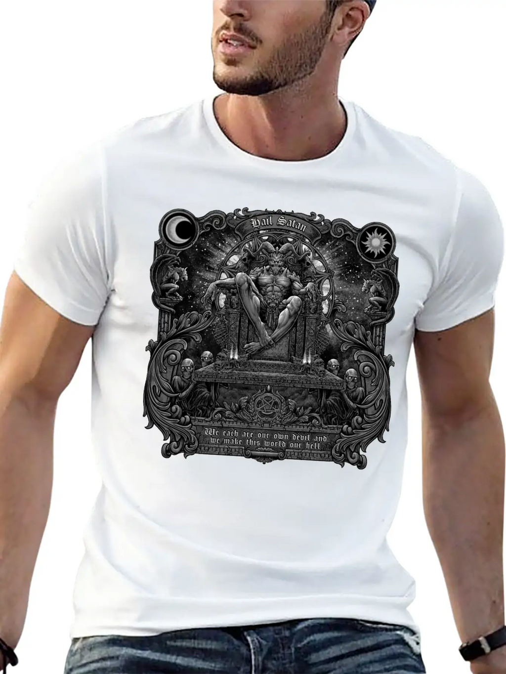 Gothic Evil Satans Throne Classic Cotton Tee – Unisex Comfort For Any Season
