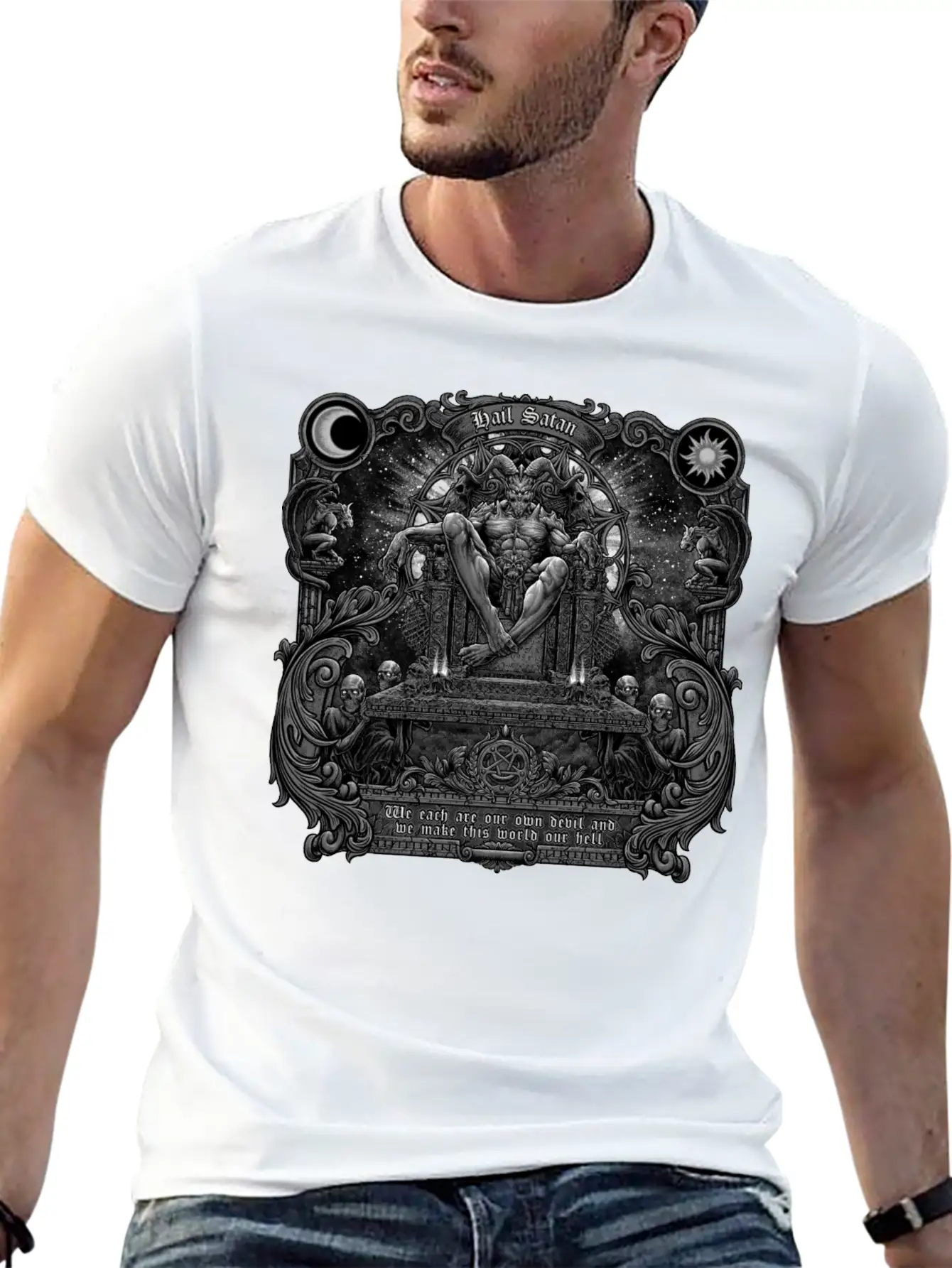 Gothic Evil Satans Throne Classic Cotton Tee – Unisex Comfort For Any Season