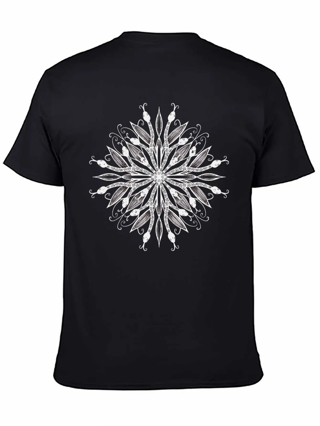 Gothic Mandala Leaves And Snakes Timeless Short Sleeve Tee – Comfy And Minimalist Design