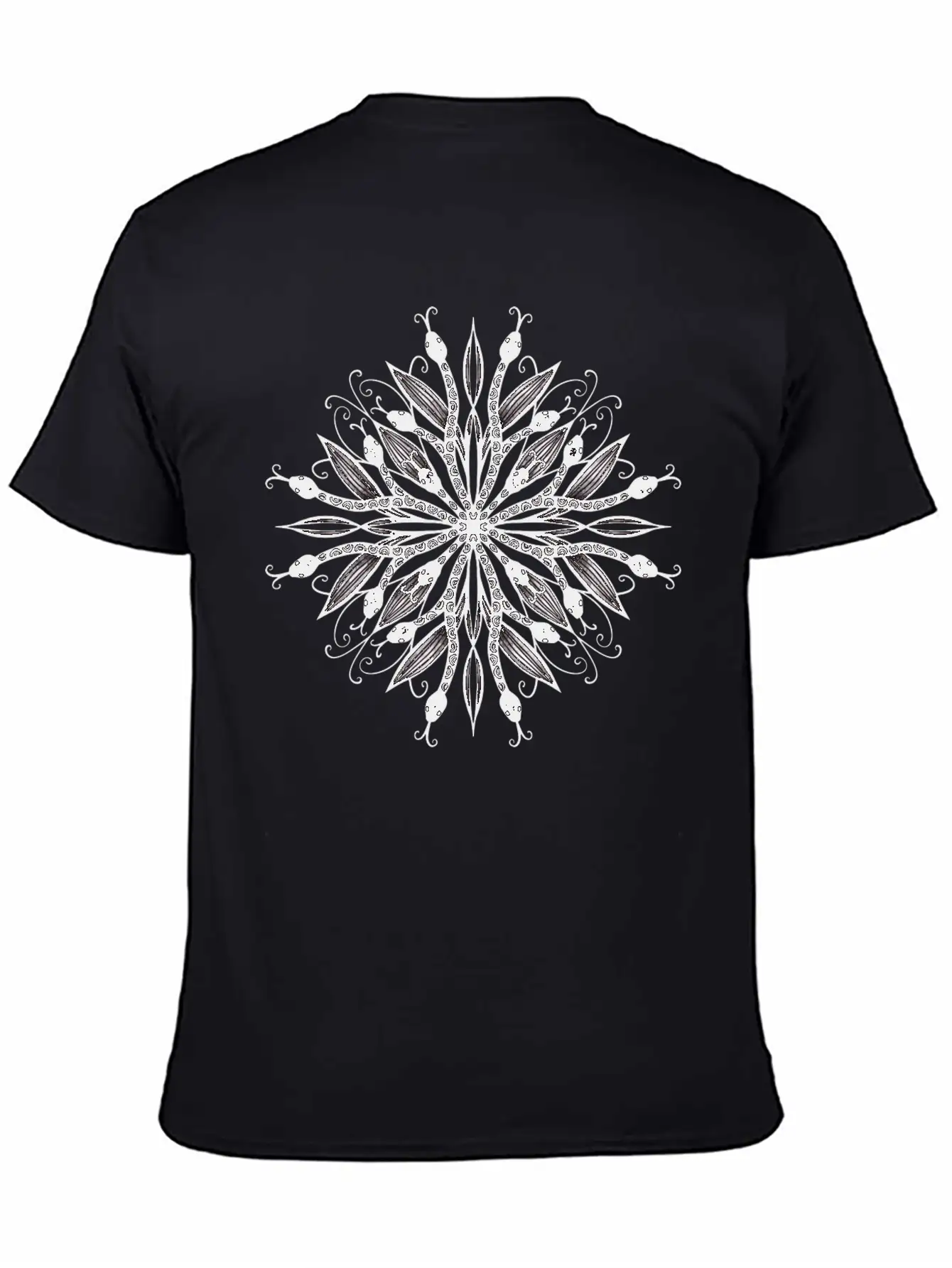 Gothic Mandala Leaves And Snakes Timeless Short Sleeve Tee – Comfy And Minimalist Design