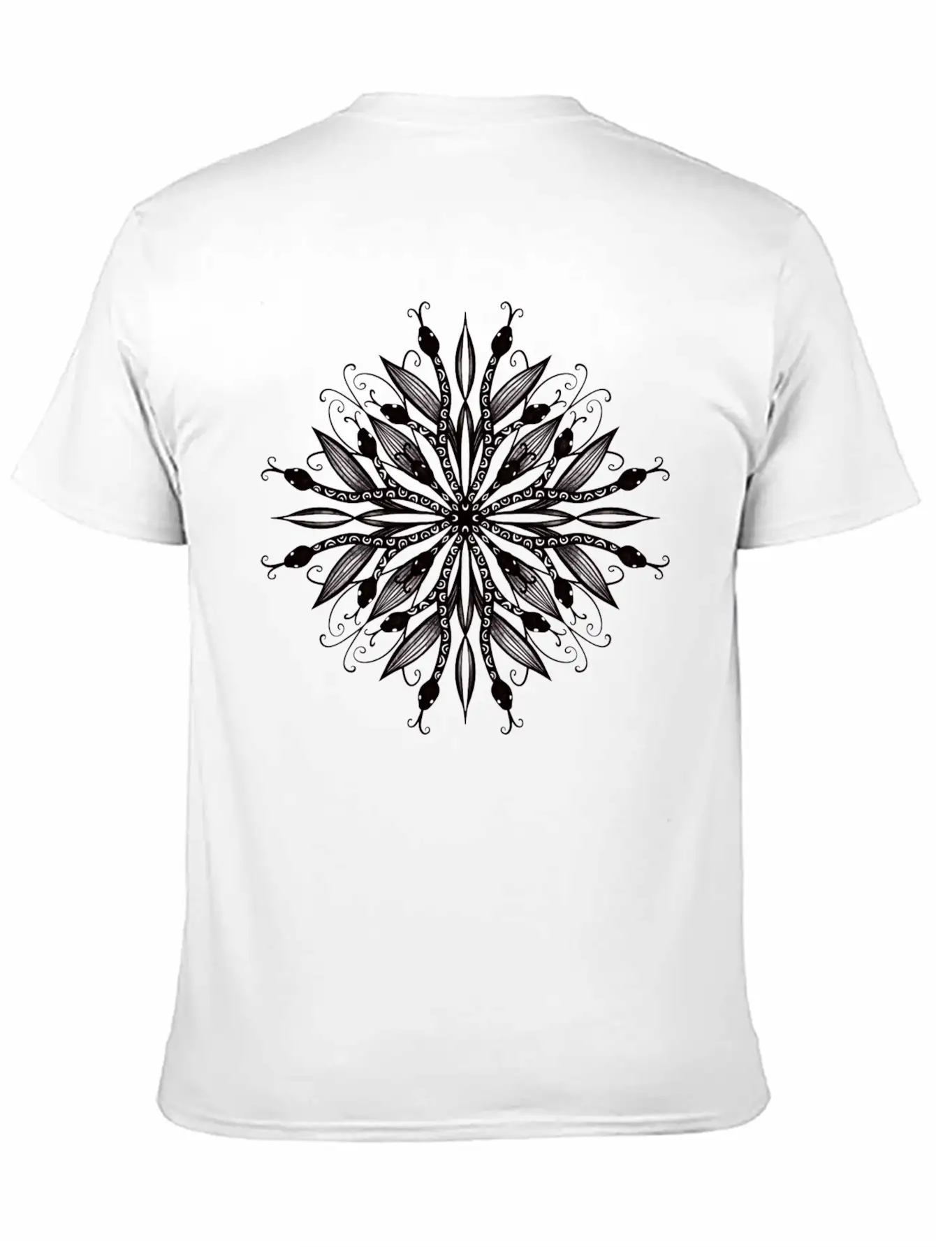 Gothic Mandala Leaves And Snakes Timeless Short Sleeve Tee – Comfy And Minimalist Design